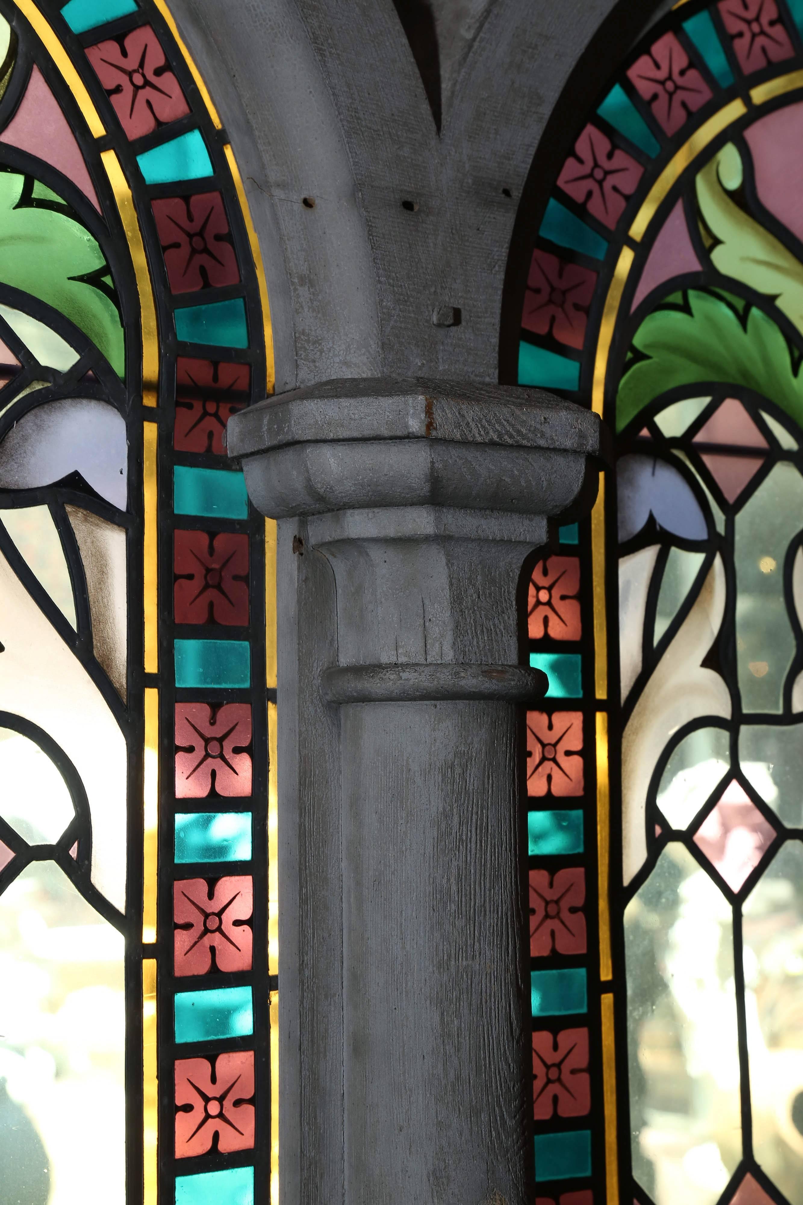 Pair of Large Religious Stained Glass Windows, French 2