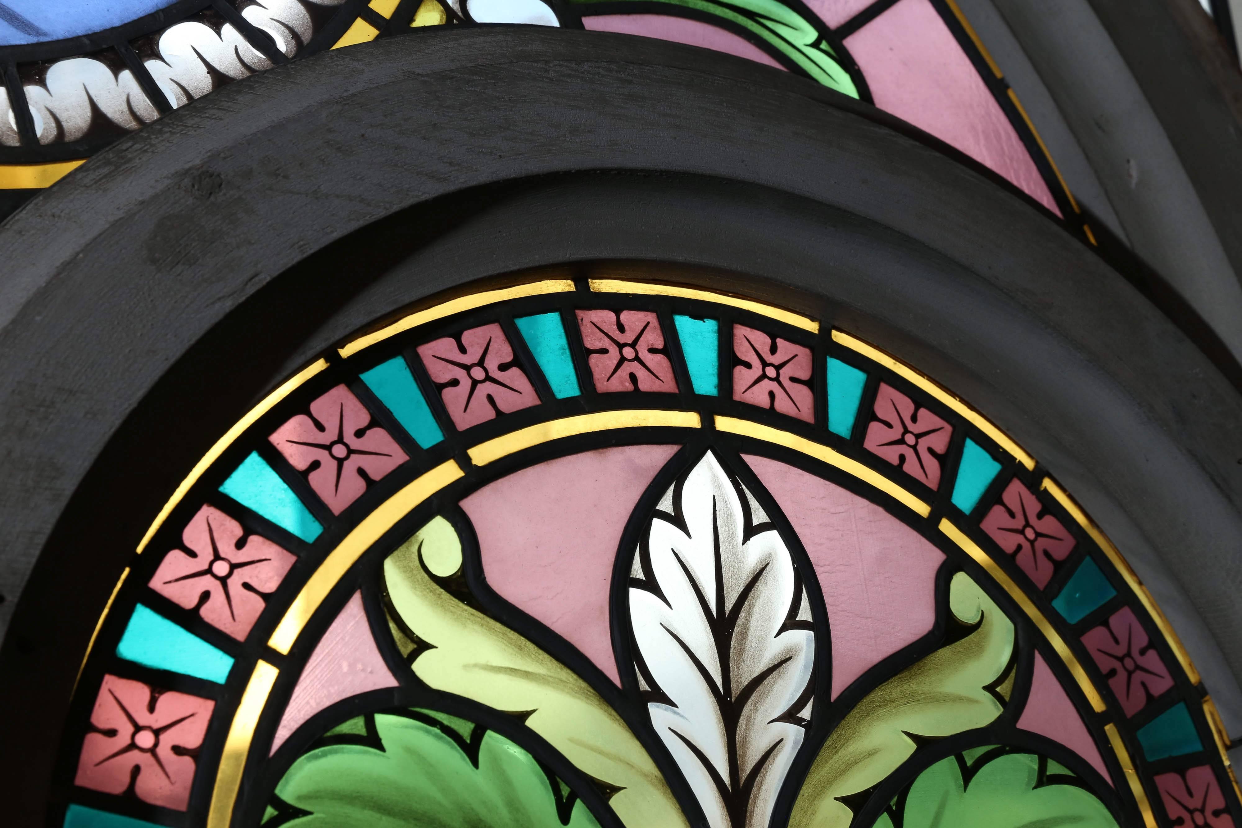 Pair of Large Religious Stained Glass Windows, French 3