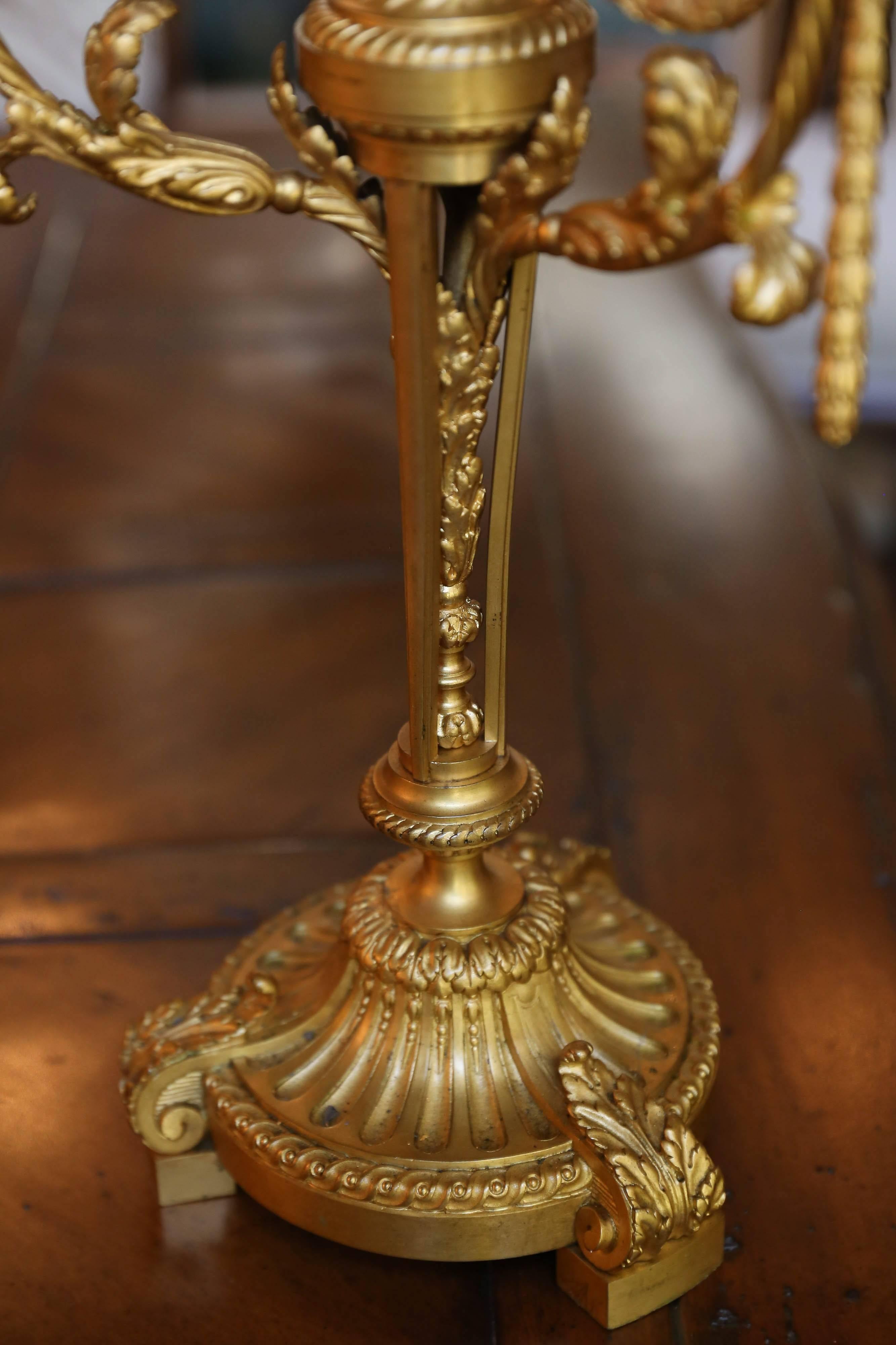 French Bronze Doré Candelabrum, 19Th Century with Three Arms For Sale 1