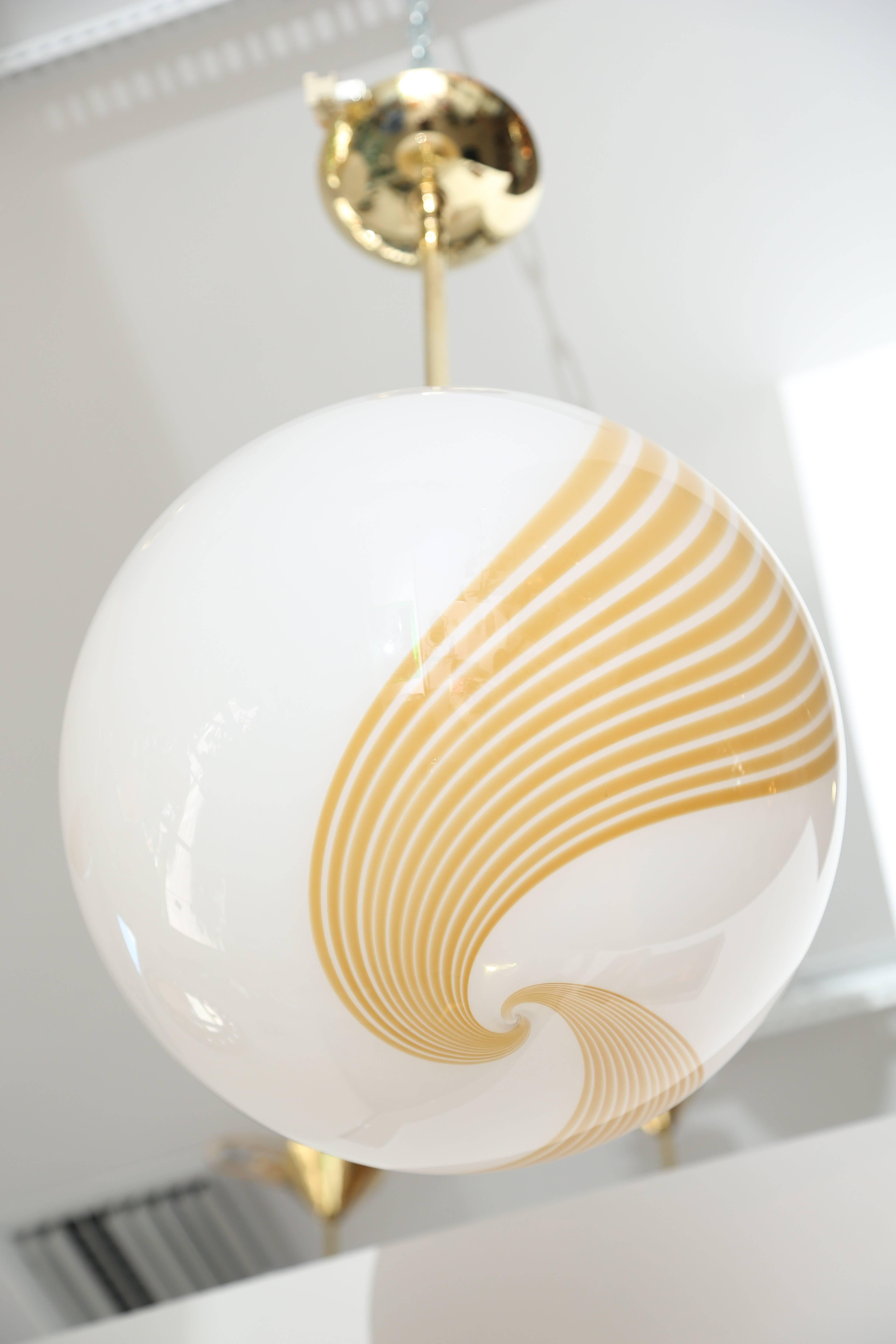 Mid-Century Modern Vintage Italian Glass Ball Pendant Lamp