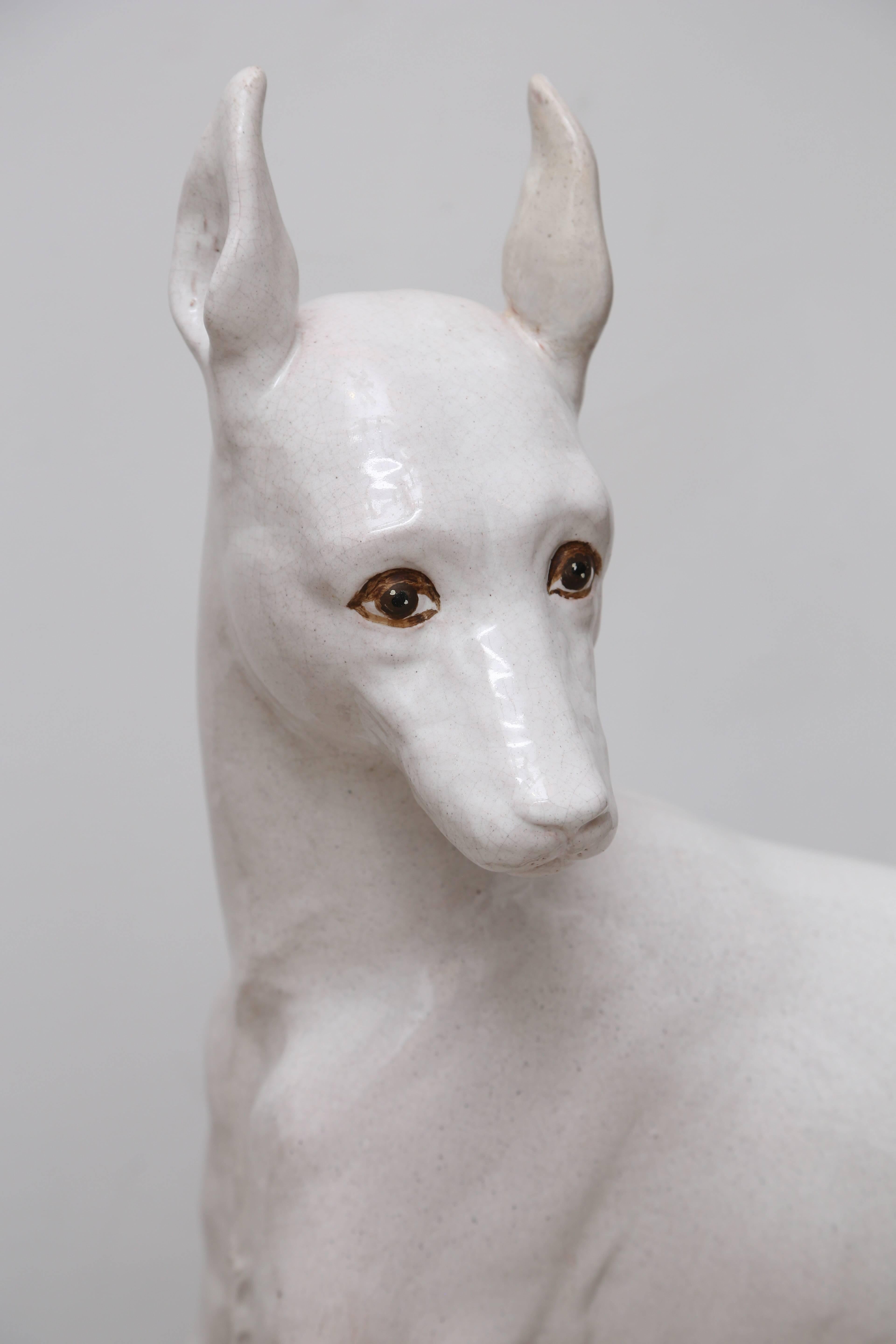 Vintage Ceramic Italian Whippet Sculpture For Sale at 1stDibs