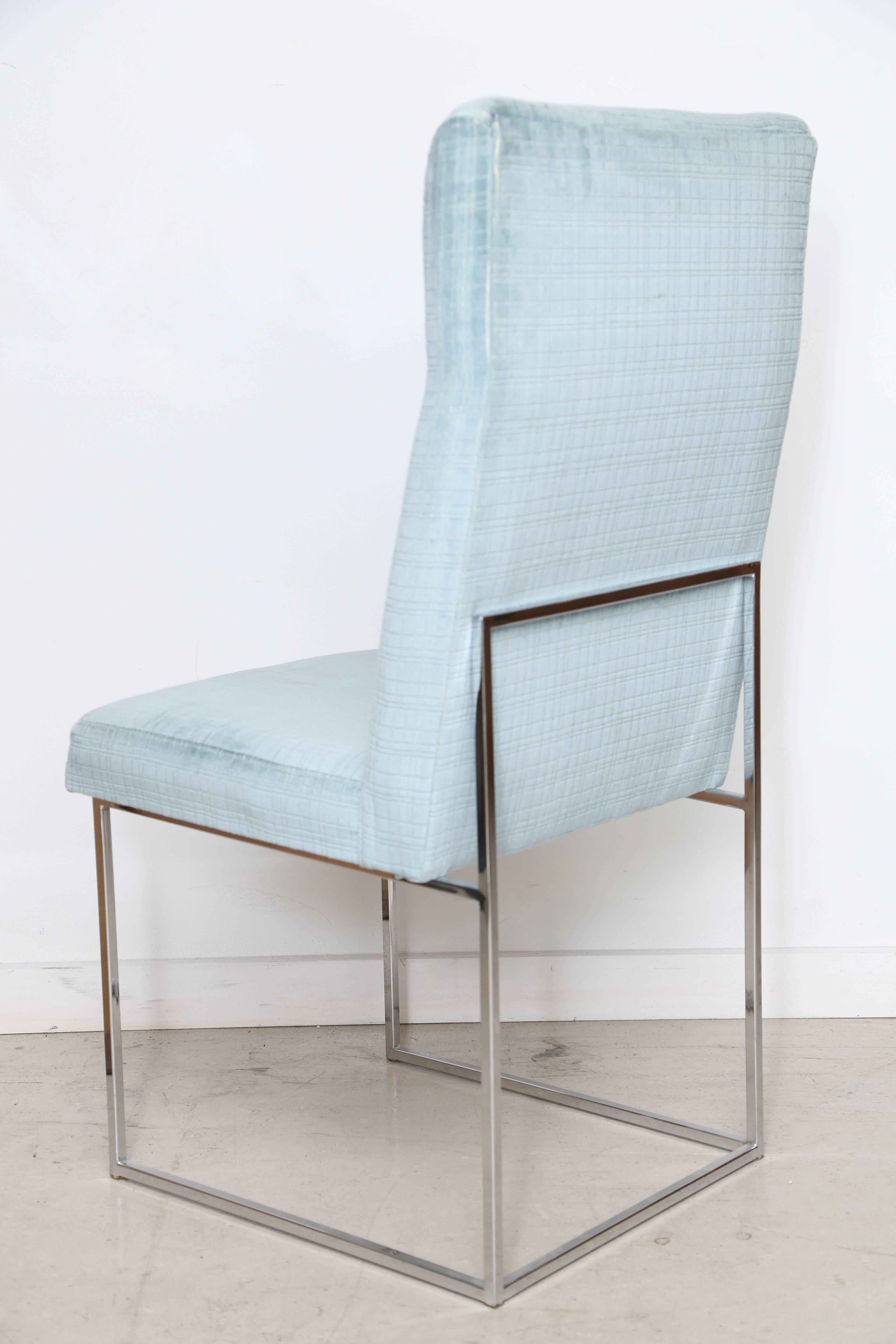Set of chrome Milo Baughman dining chairs.