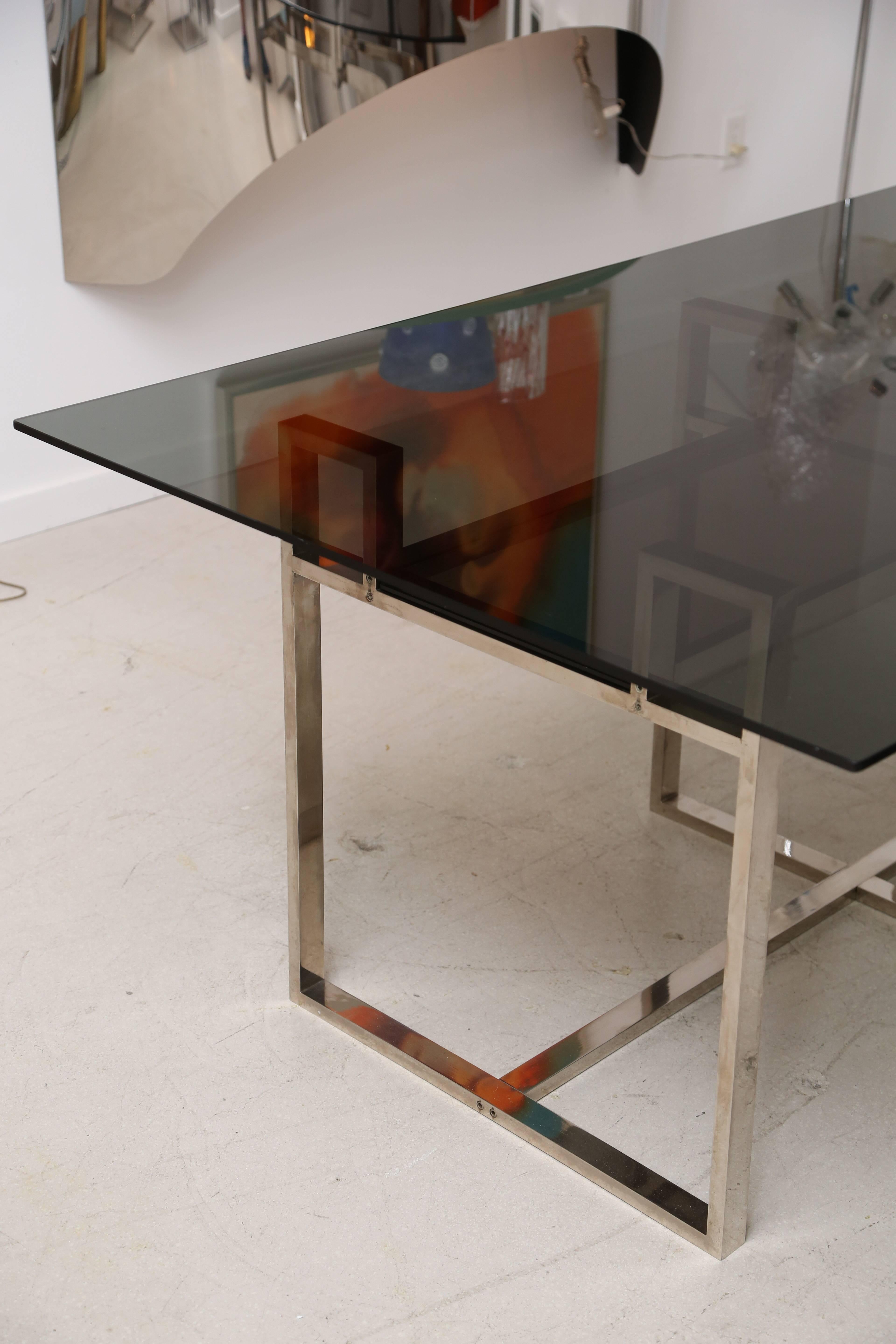 Mid-Century Modern Milo Baughman Chrome Geometric Dining Table