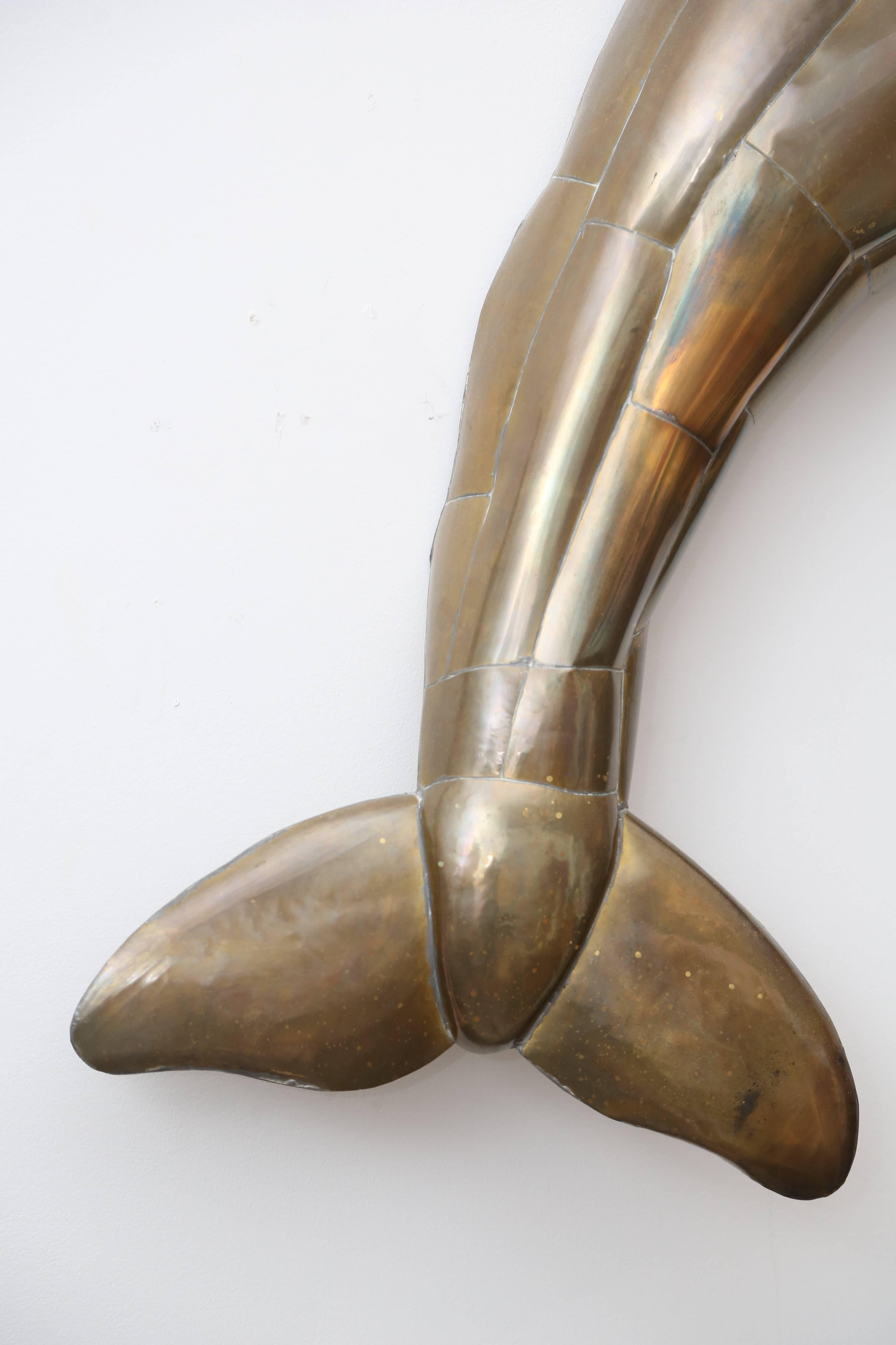 Huge Vintage Bustamante Dolphin Wall Sculpture In Good Condition For Sale In West Palm Beach, FL