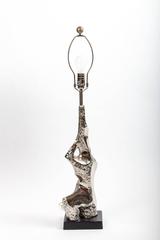 Pair of 1970s Silvered Brutalist Table Lamps by Richard Barr for Laurel Lamp Co.