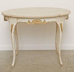Antique Swedish Rococo Carved Oval Table Gold Leaf Details, Late 18th Century