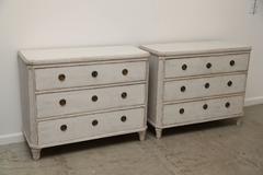 Pair of Antique Swedish Gustavian Style White Painted Chests, Late 19th Century
