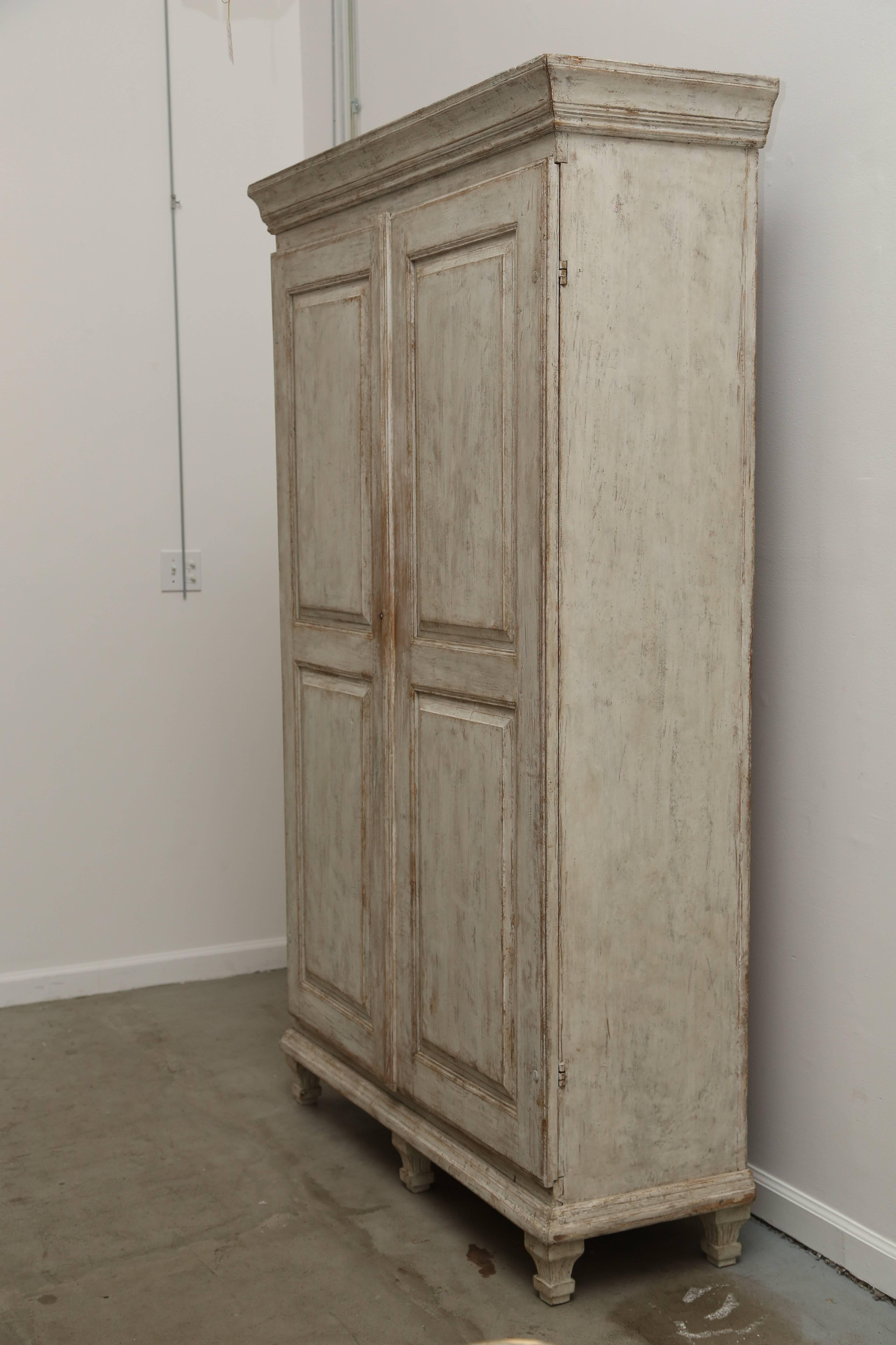 Antique Swedish Painted Gustavian Armoire/Cabinet, Late 18th Century 4