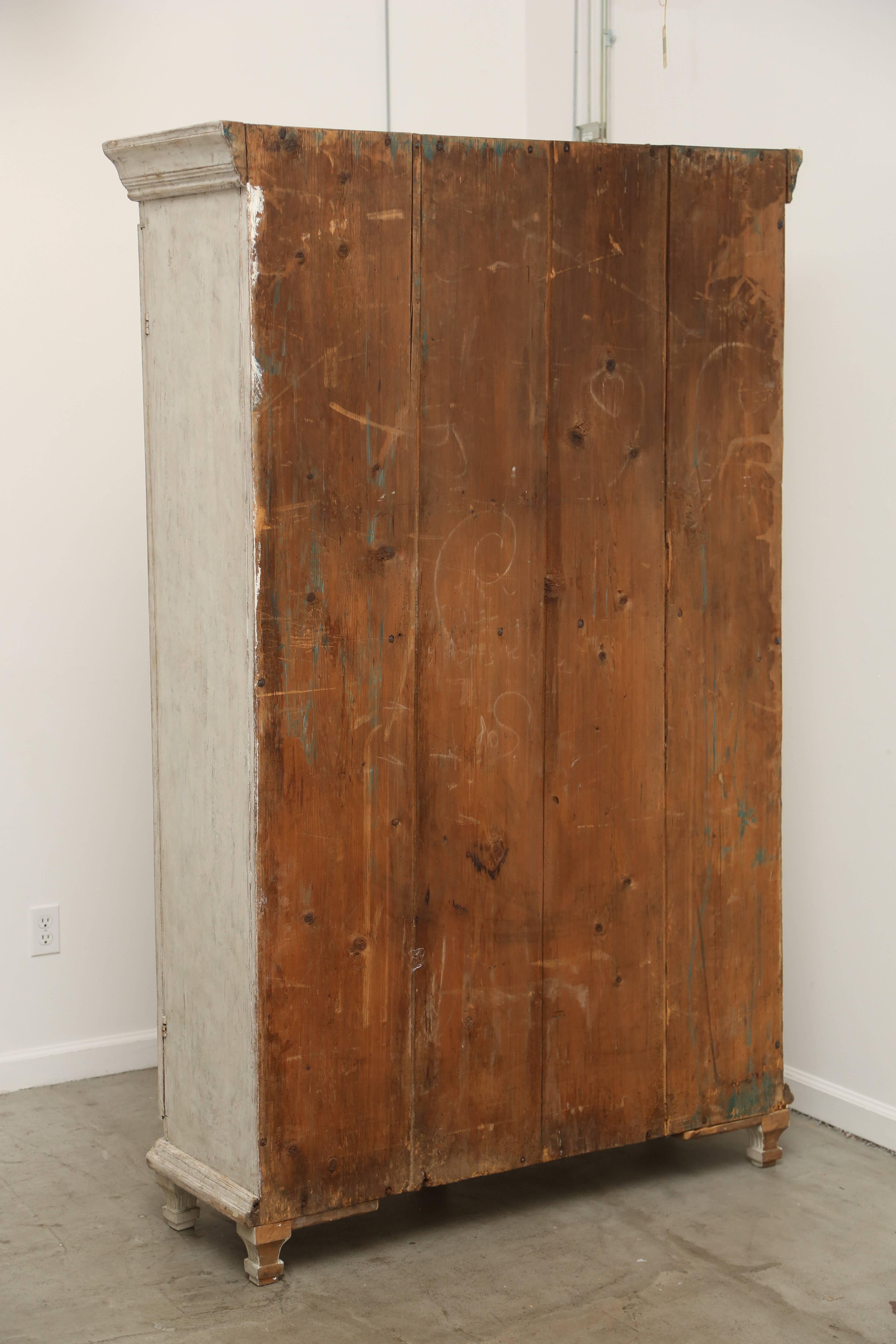 Antique Swedish Painted Gustavian Armoire/Cabinet, Late 18th Century 5