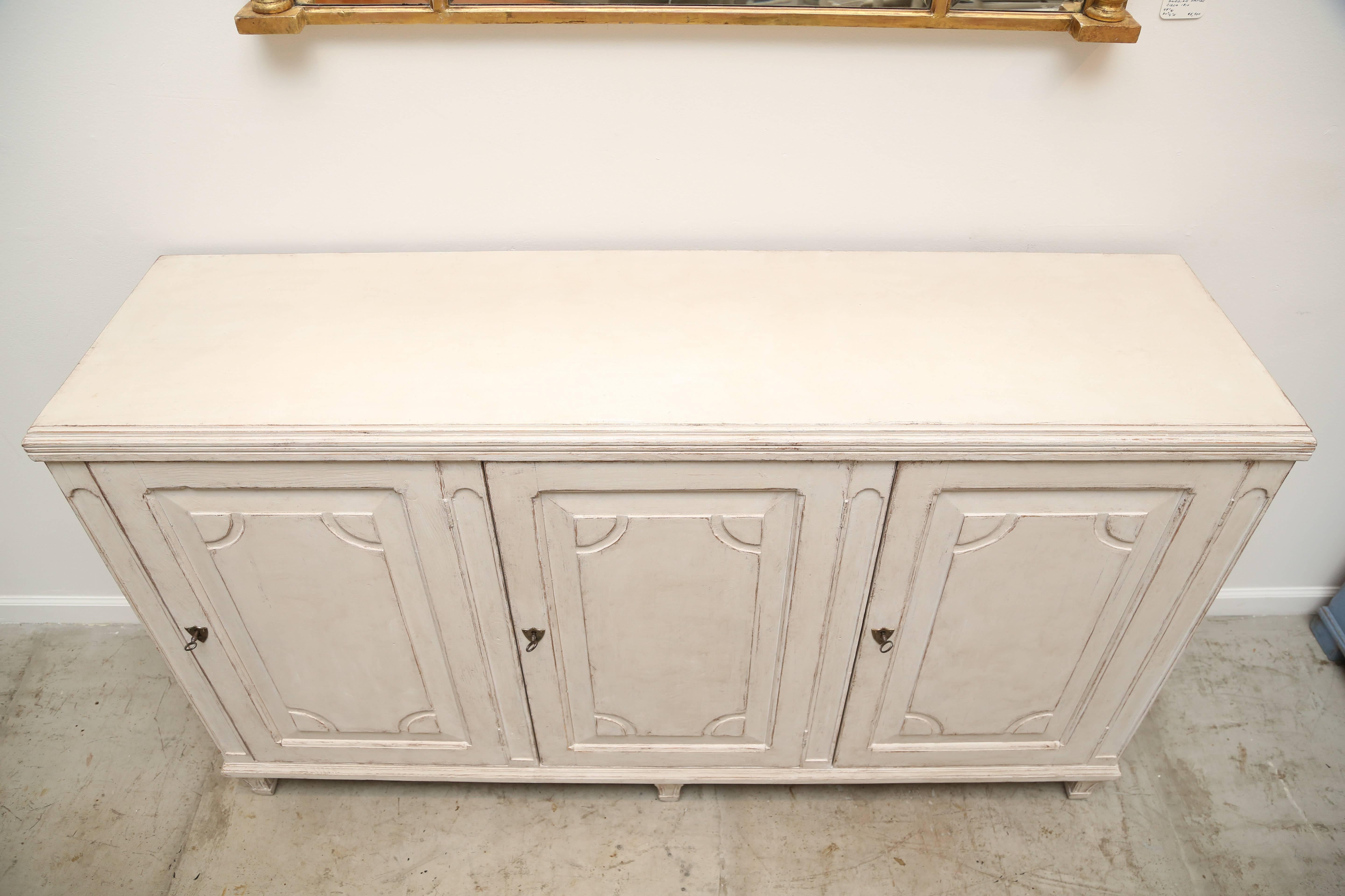 Antique Swedish Gustavian Style Three-Door Sideboard, 19th Century 4