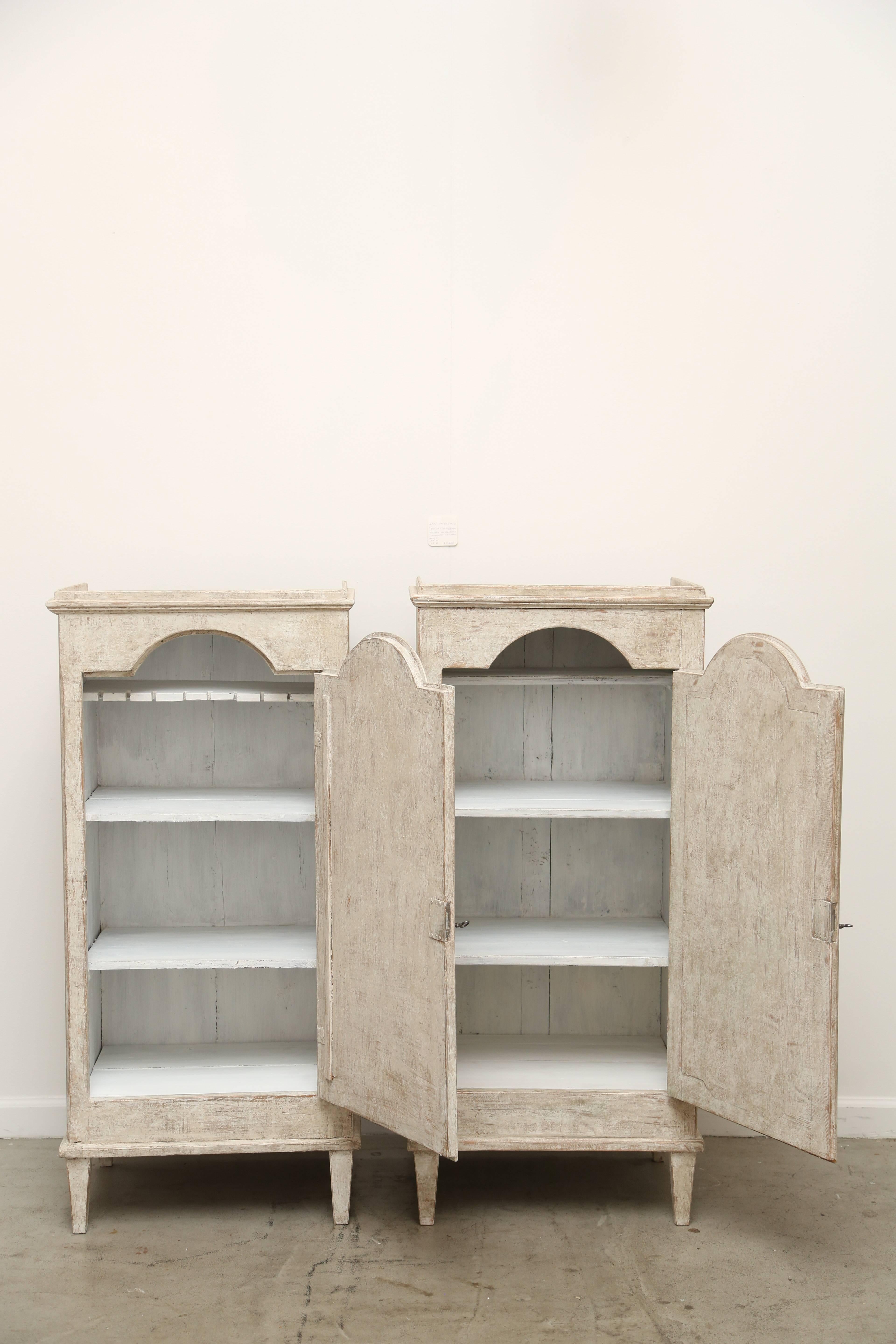 Pair of Antique Swedish Gustavian Painted Storage Cabinets, Early 19th Century 2