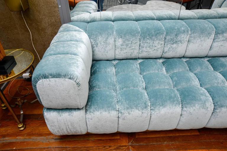Modern Sofa in Sky Blue Velvet at 1stDibs