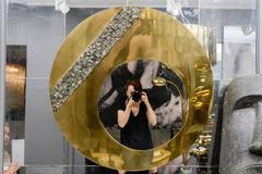 Round Brass Mirror by Georges Mathias