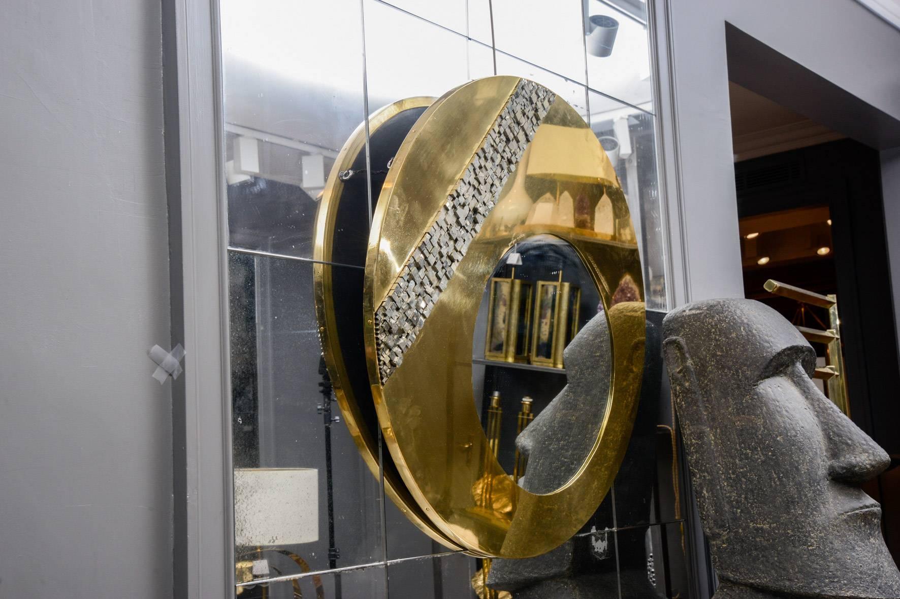 Round Brass Mirror by Georges Mathias In Excellent Condition In Saint-Ouen (PARIS), FR