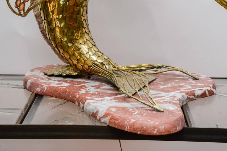 Unique Brass Mica and Marble Swordfish Lightning Sculpture at 1stDibs