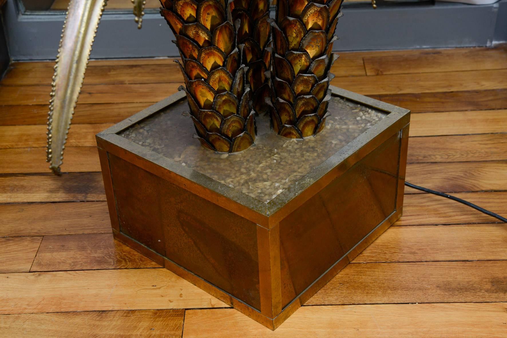 Mid-Century Modern Maison Jansen Brass Palm Trees Floor Lamp