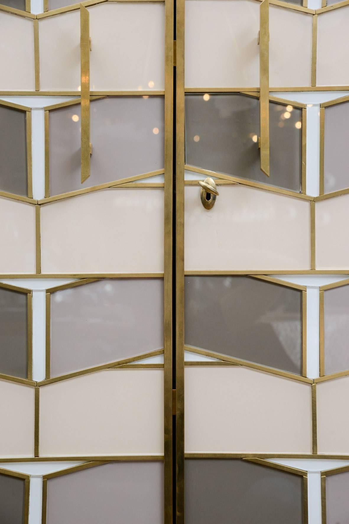 Italian Mirror and Brass Cabinet