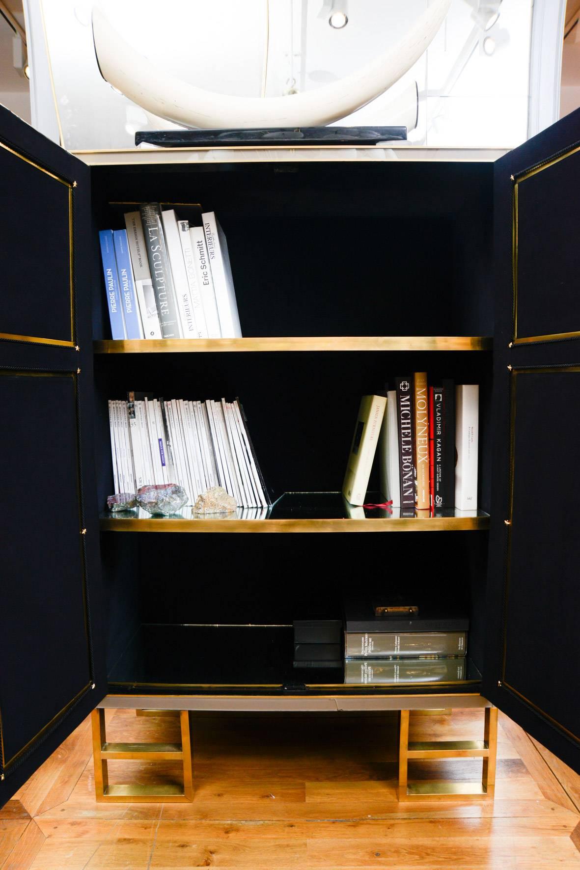 Late 20th Century Mirror and Brass Cabinet