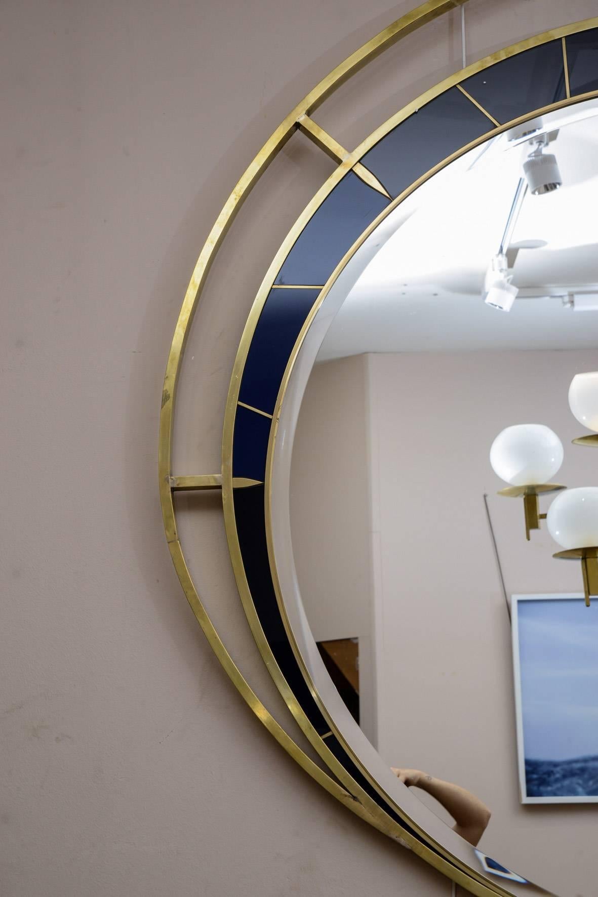 Modern Exceptional Pair of Large Round Mirrors