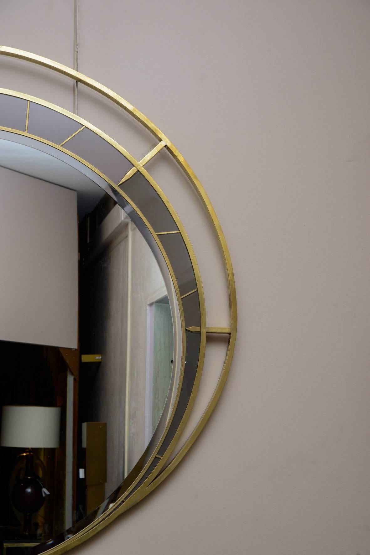 Exceptional Pair of Large Round Mirrors 1