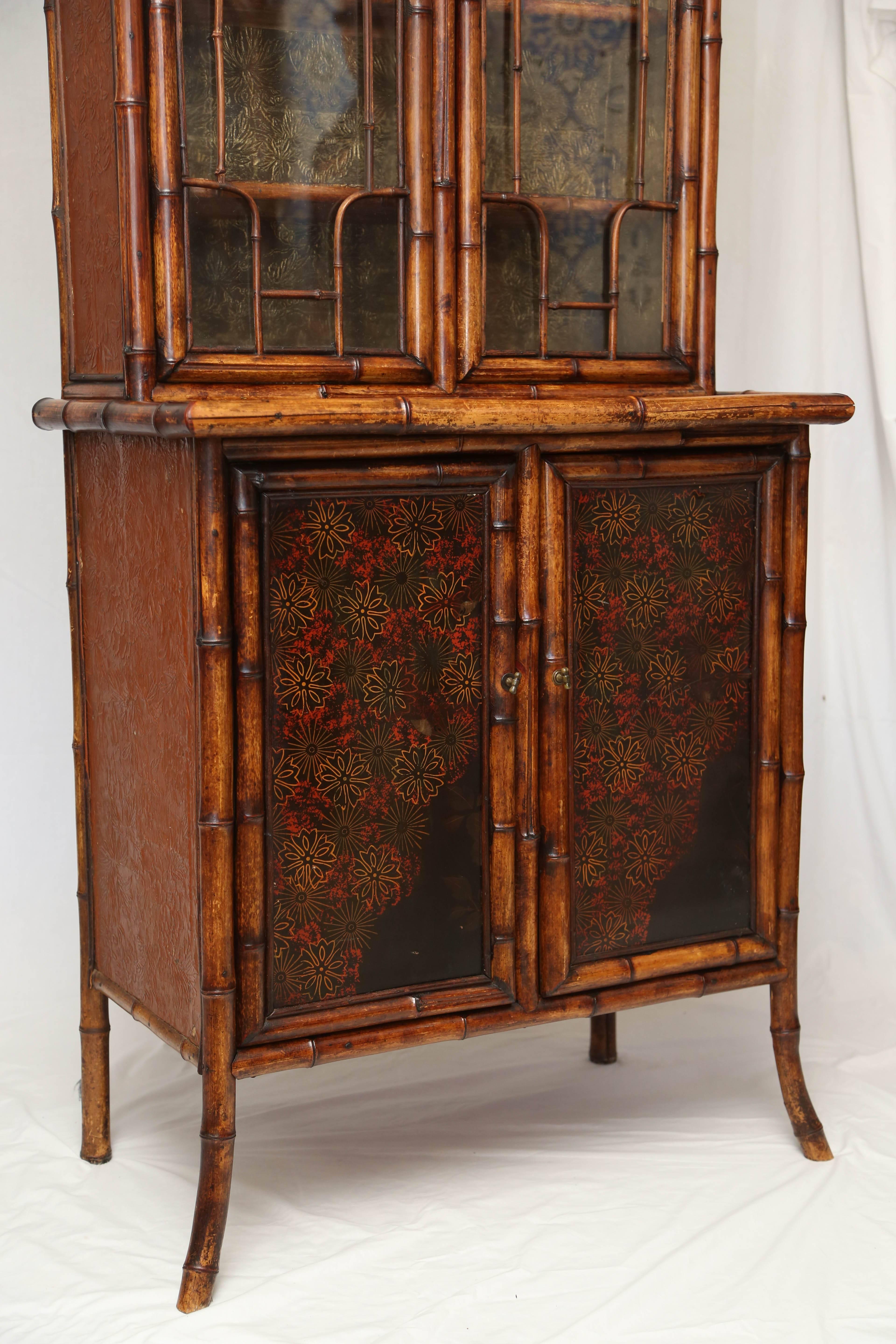 Beautiful 19th Century English Bamboo Cabinet or Bookcase 1