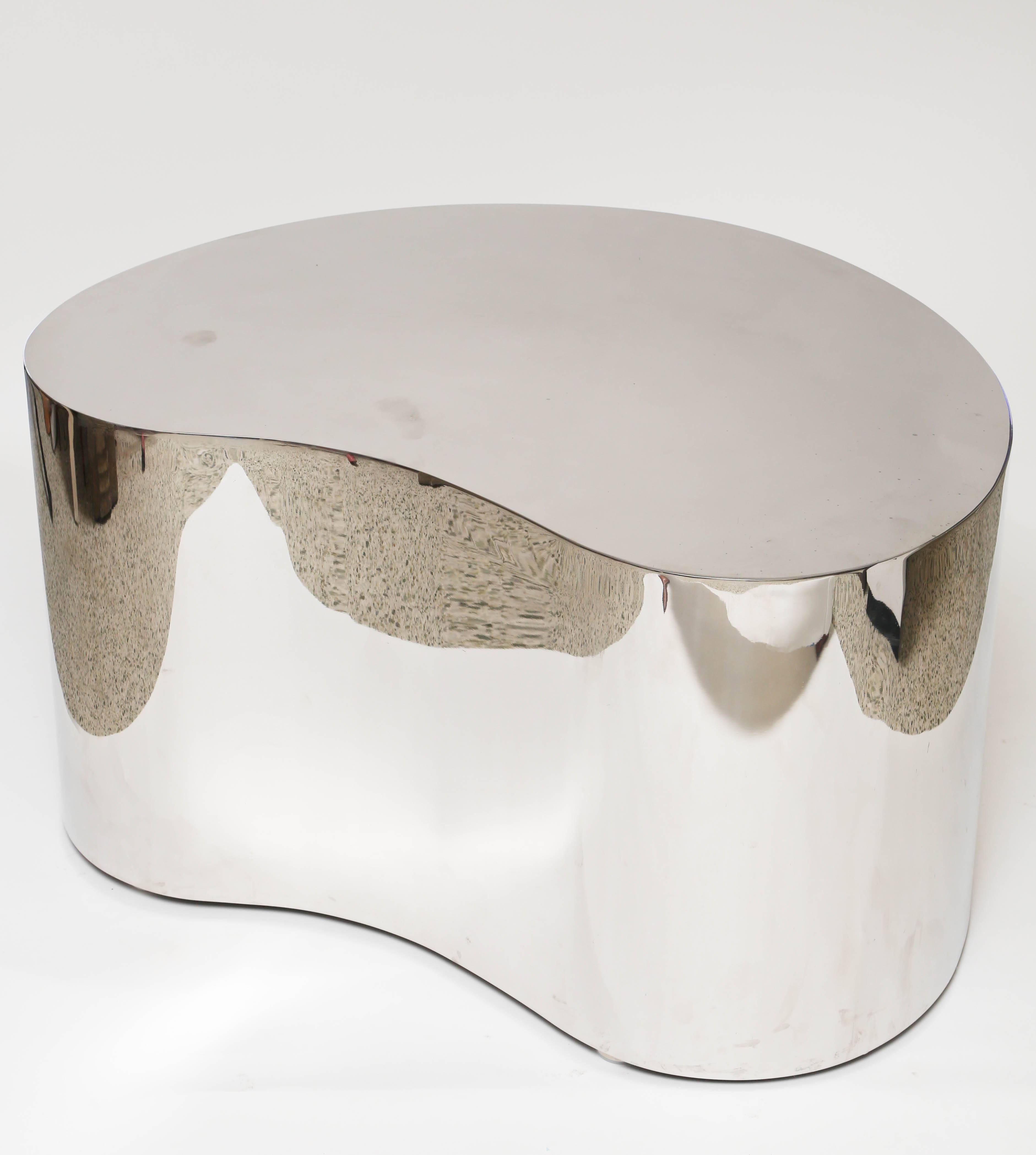 A rare table in polished stainless steel.

 