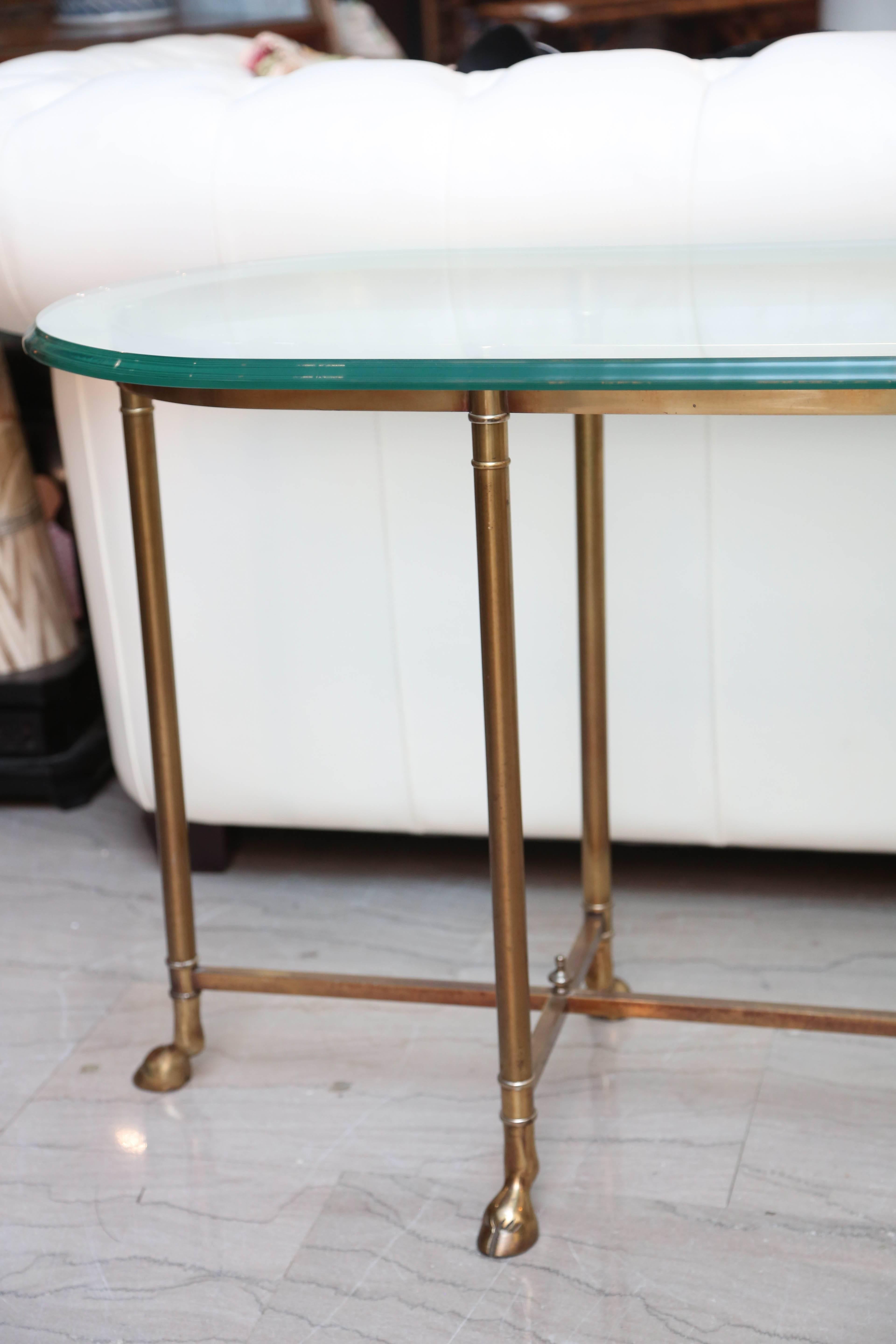 American Jansen Style Brass Sofa Table