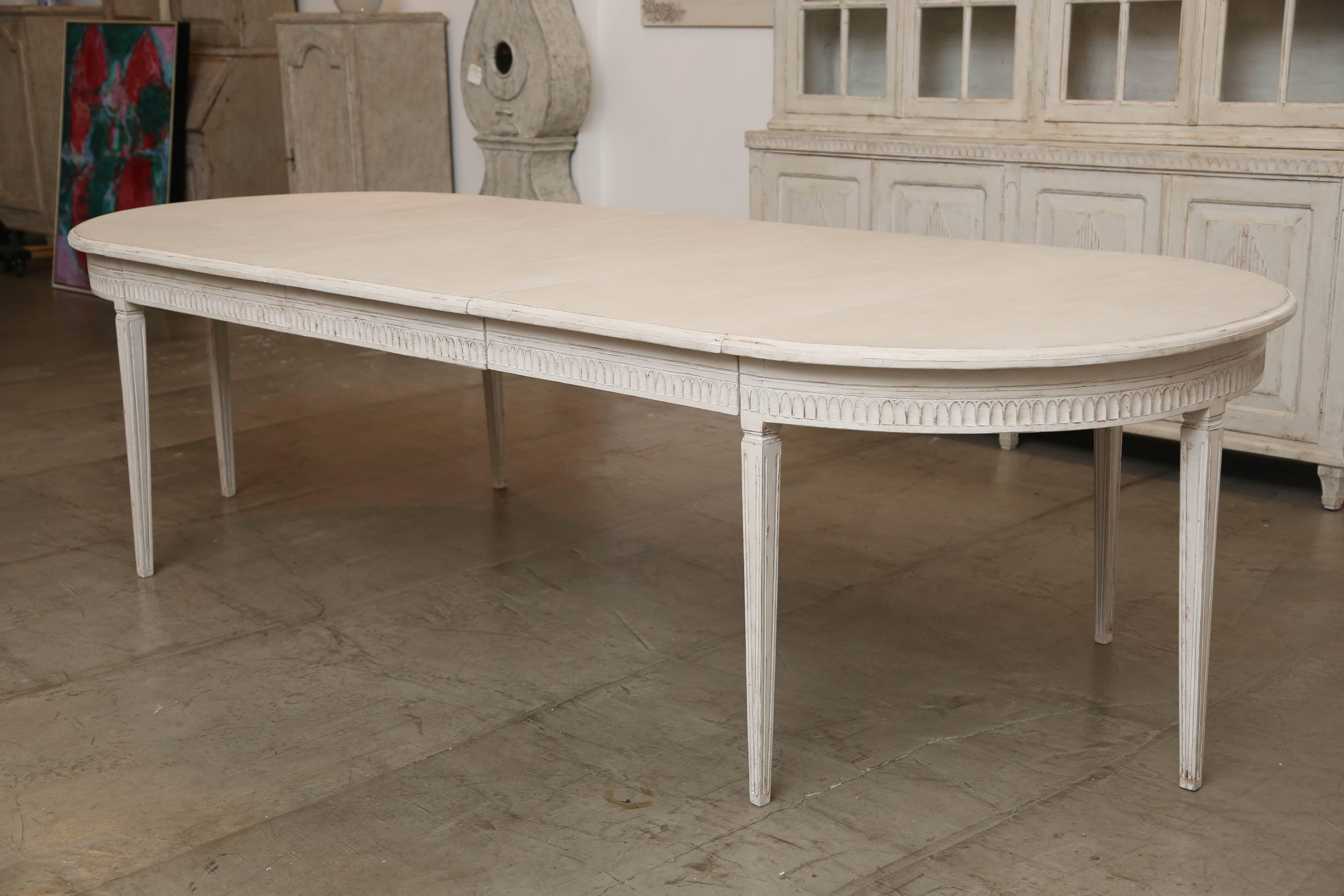 Gustavian Antique Swedish Large Painted Dining Table, Late 19th Century