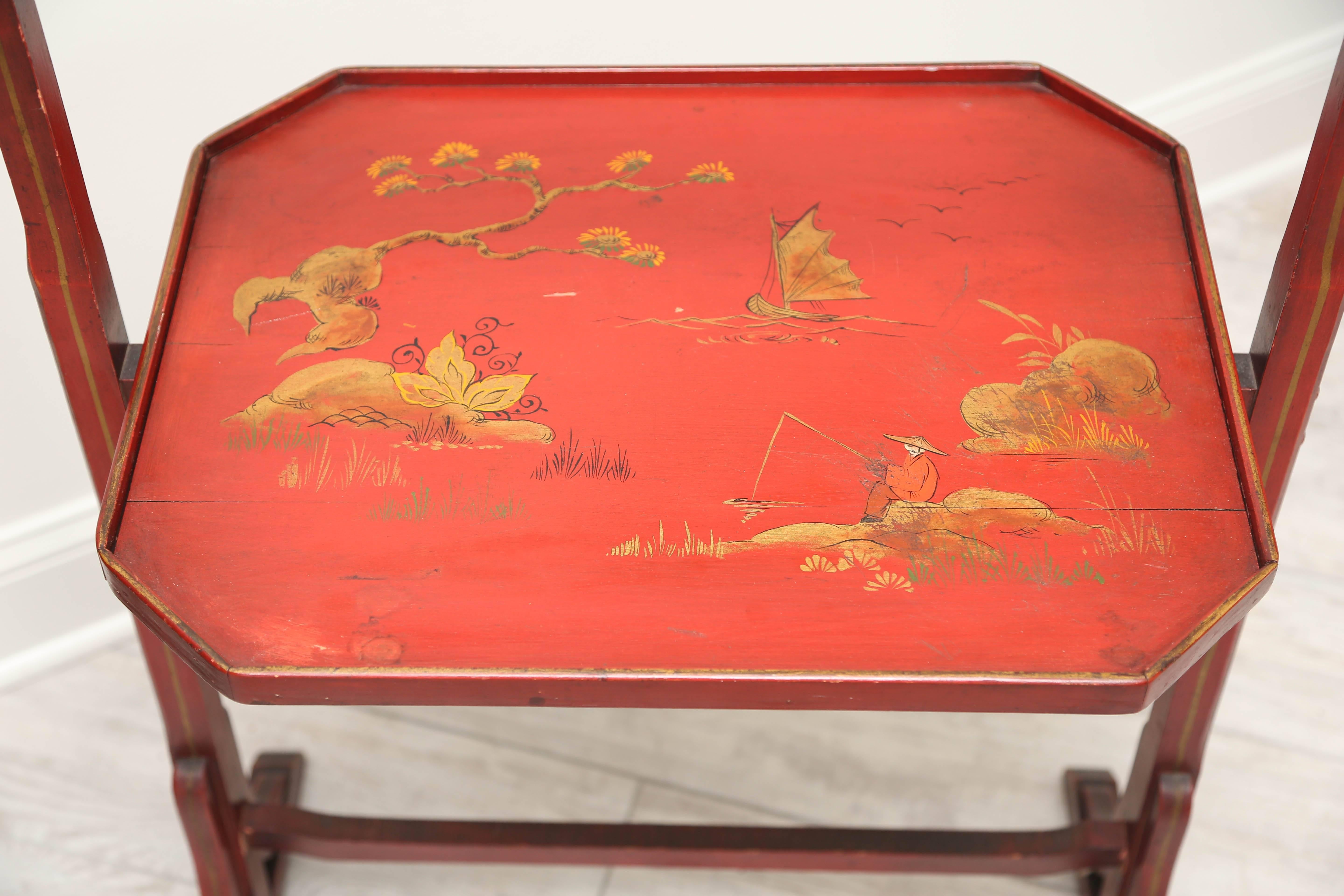 Folding Chinoiserie Tray Table In Good Condition In West Palm Beach, FL