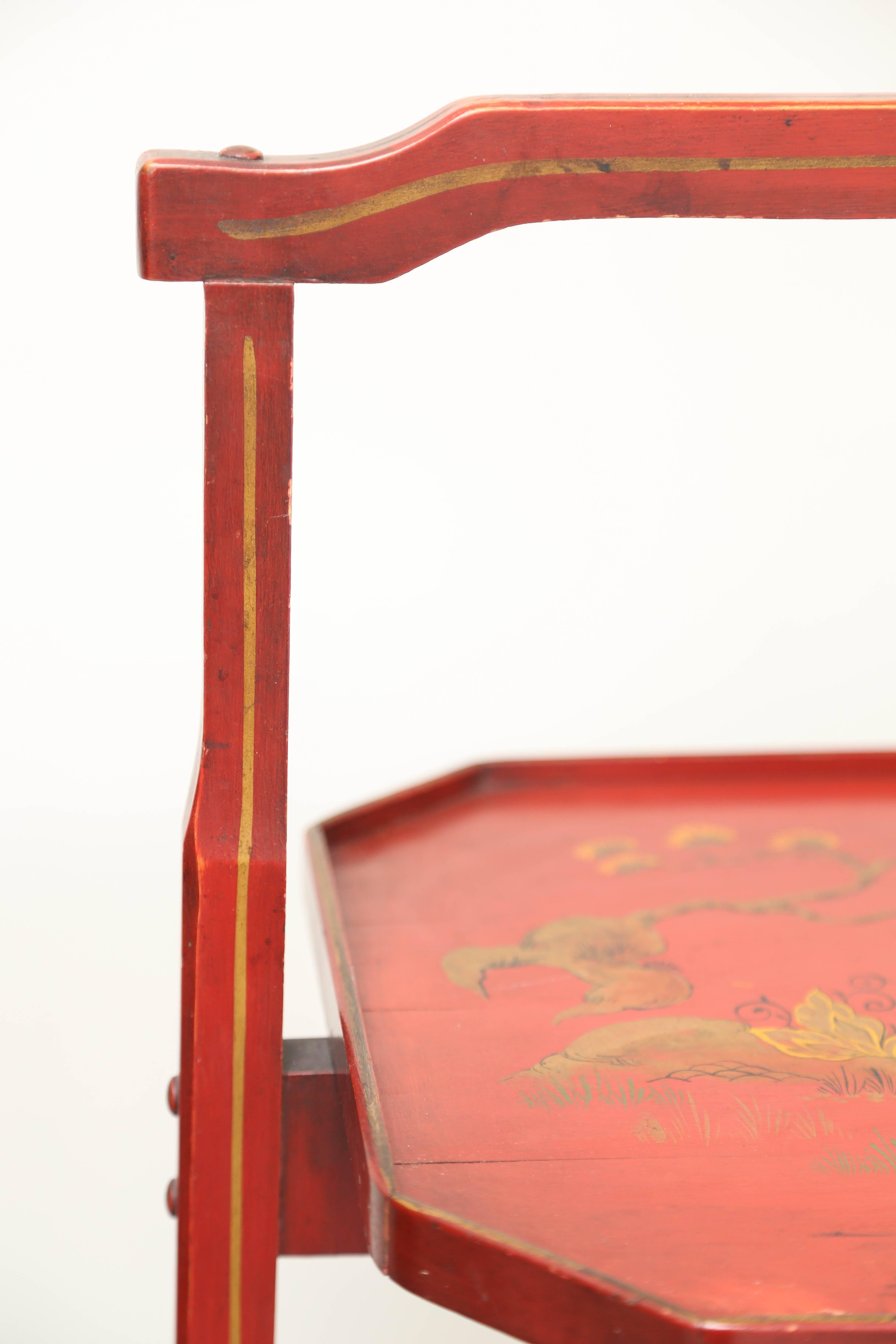 Wood Folding Chinoiserie Tray Table