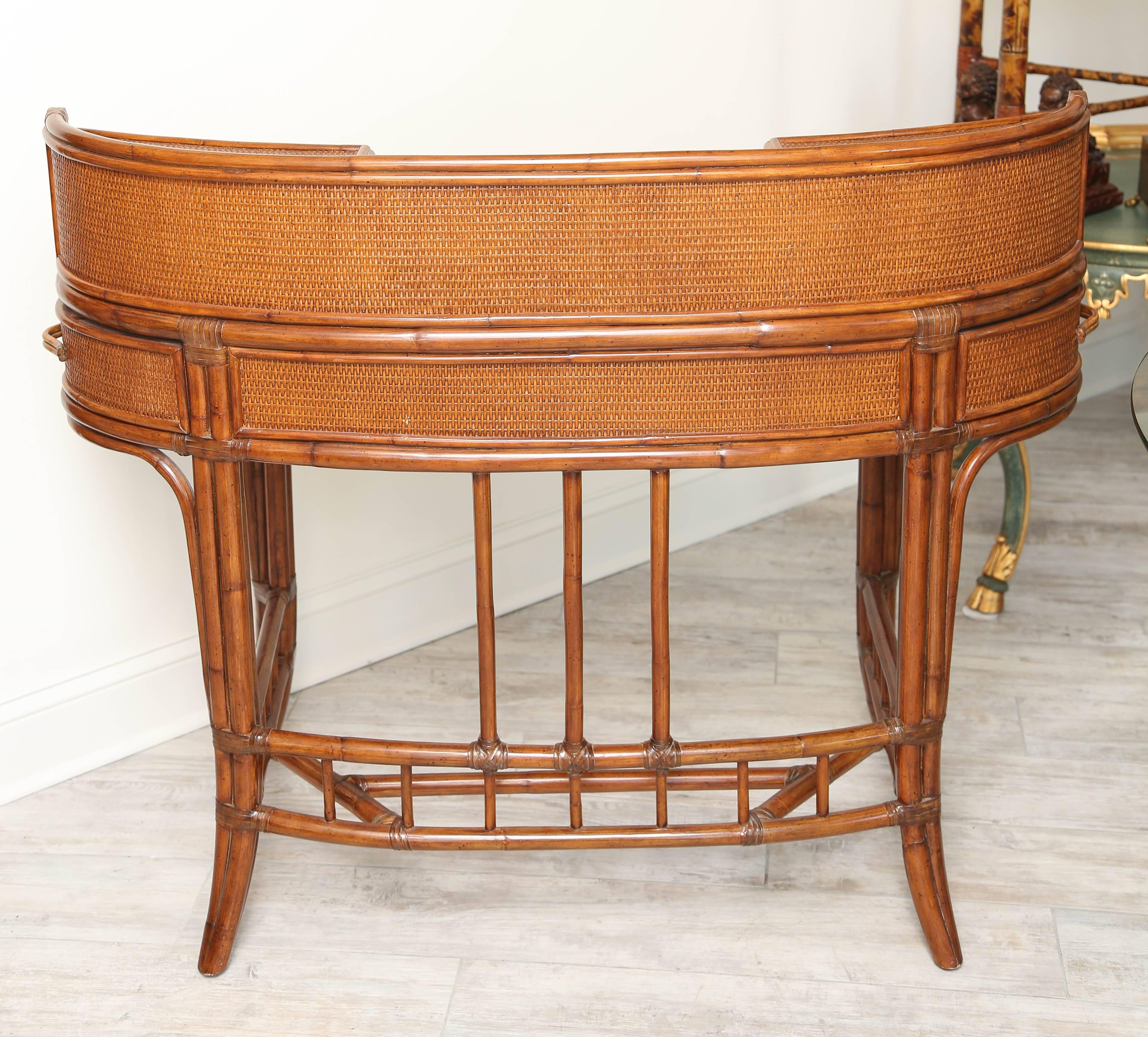 Bamboo and Rattan Oval Desk by Palacek 1