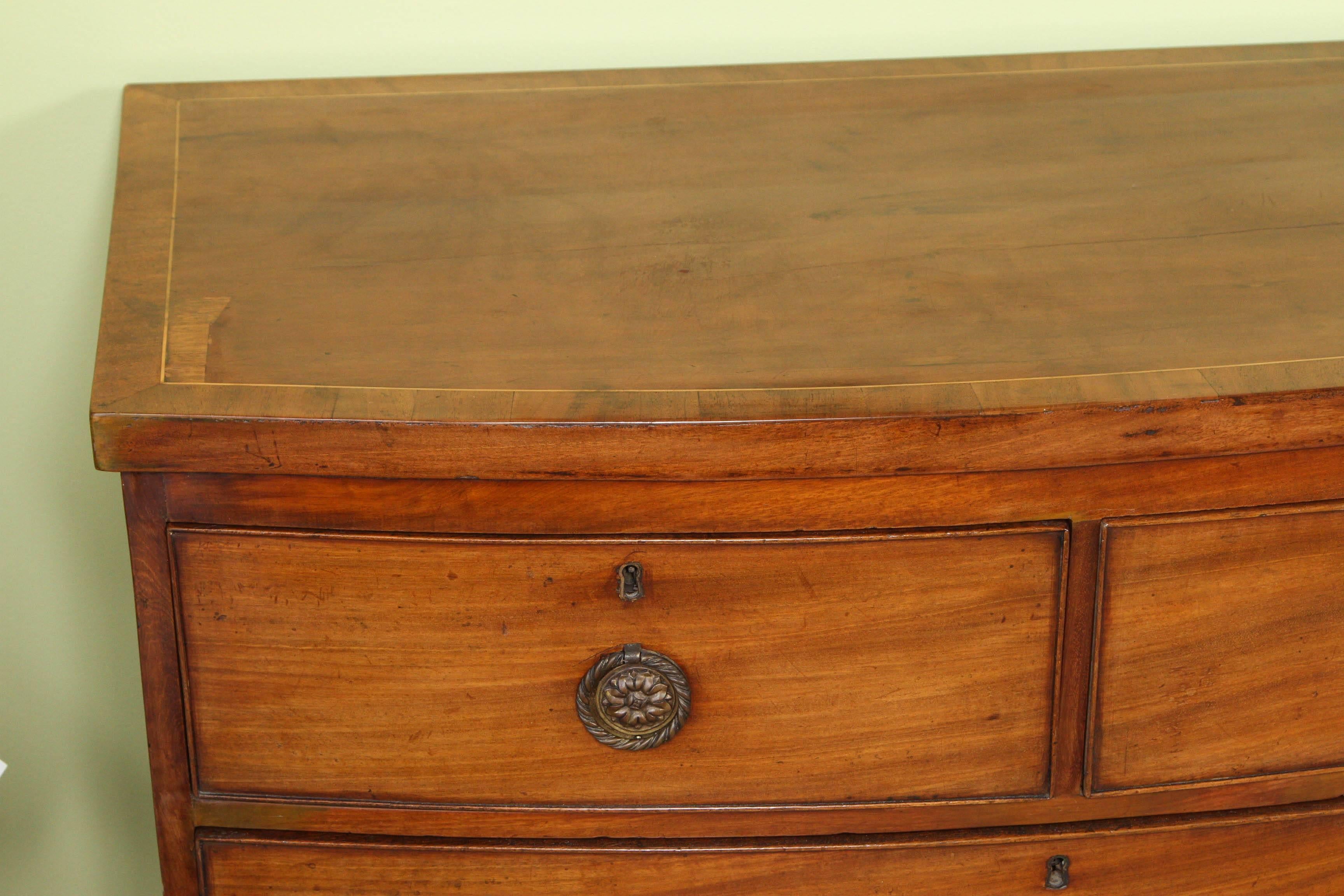 European 19th Century English Mahogany Bow Front Chest