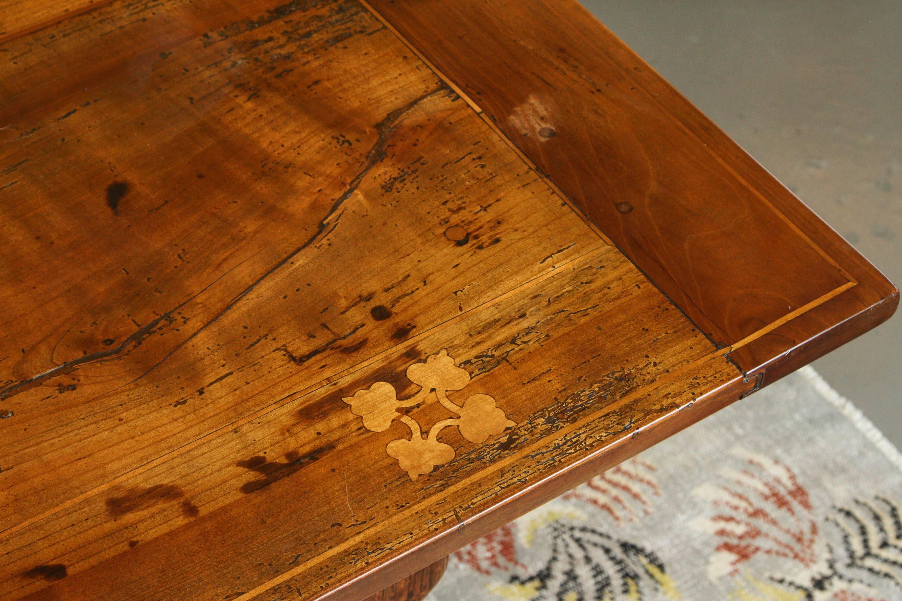 1765 Dated Refectory Table with Inlay Top For Sale 1