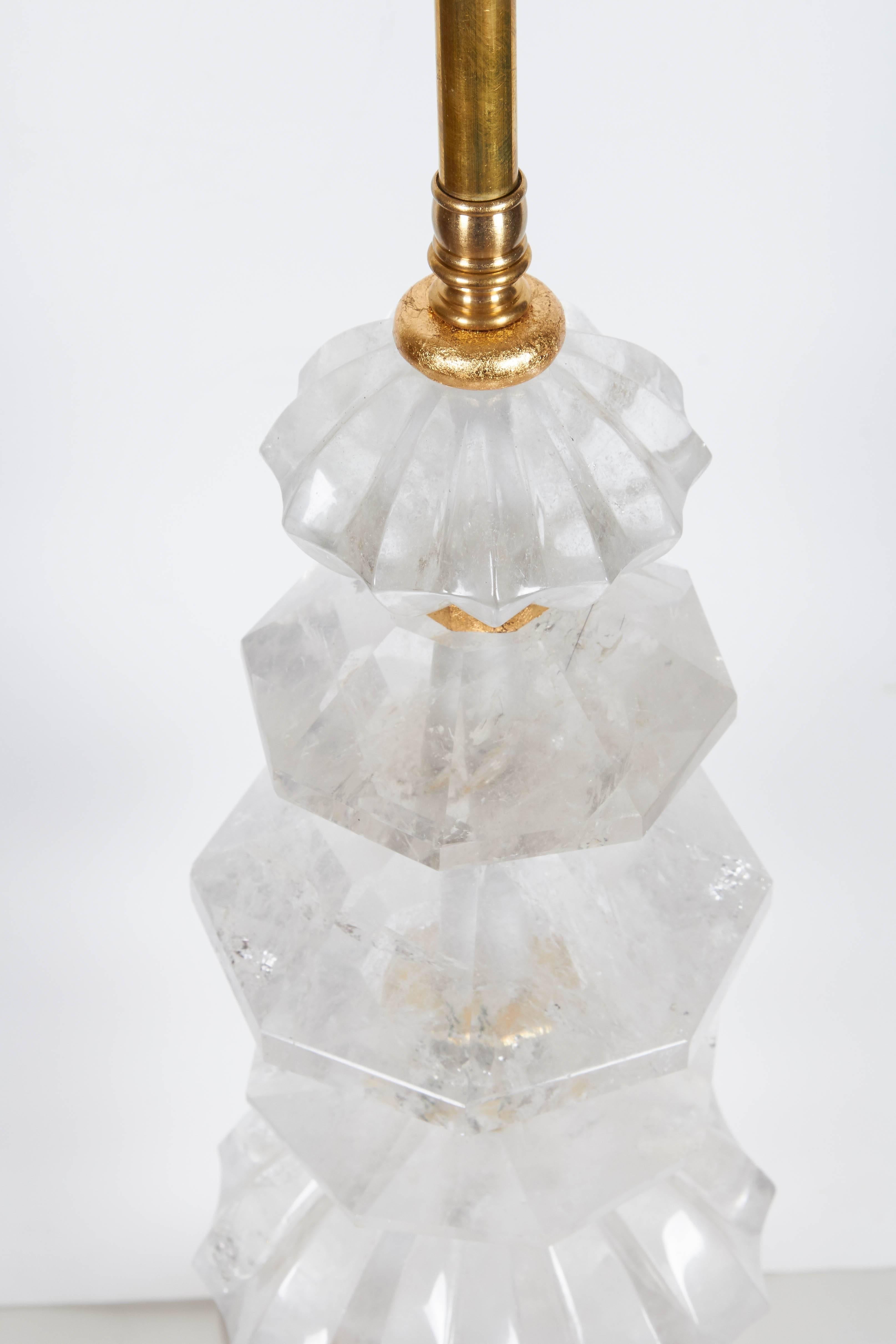 Mid-Century Modern Pair of New Rock Crystal Table Lamps