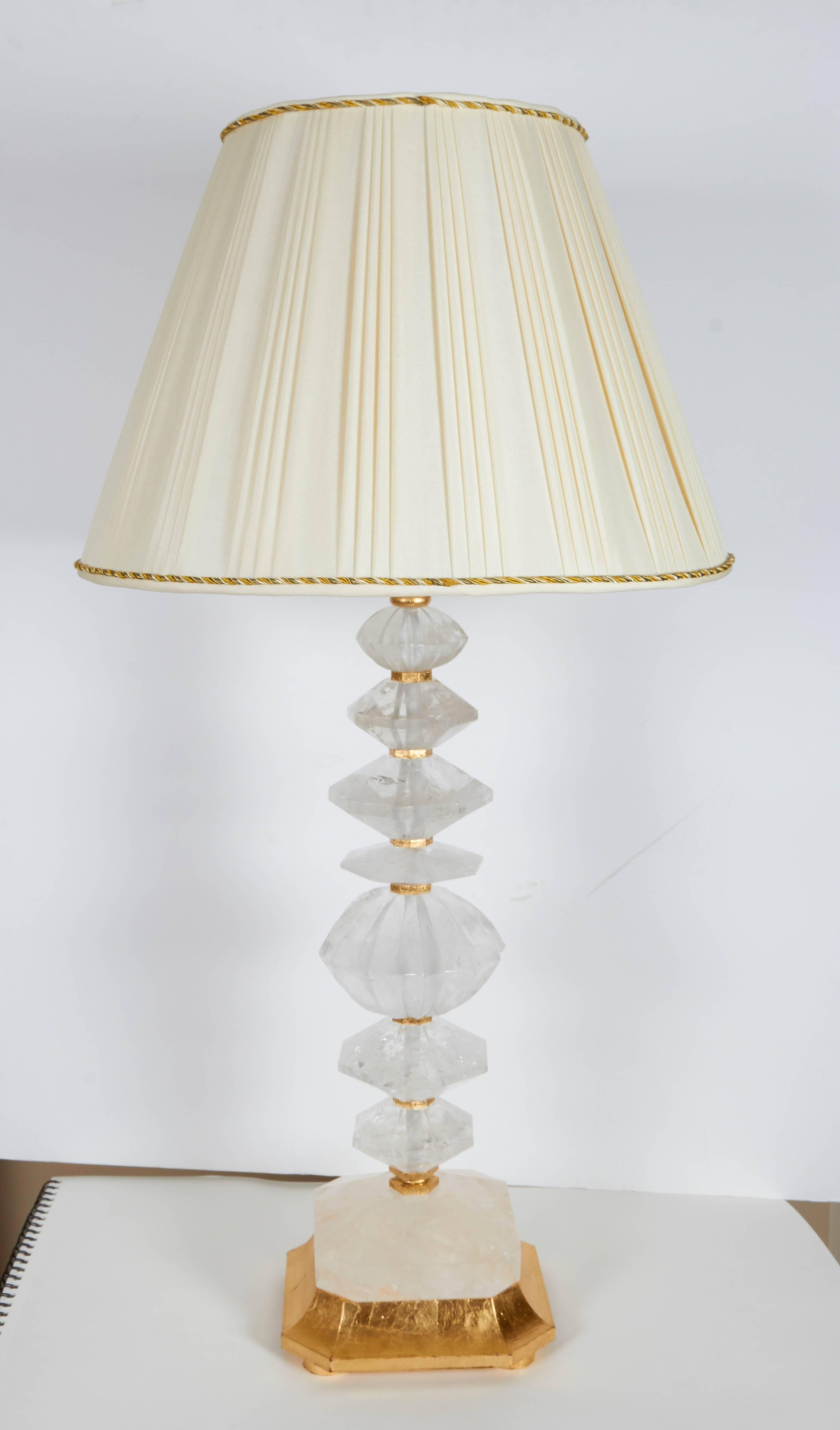 Pair of New Rock Crystal Table Lamps In Excellent Condition In New York, NY