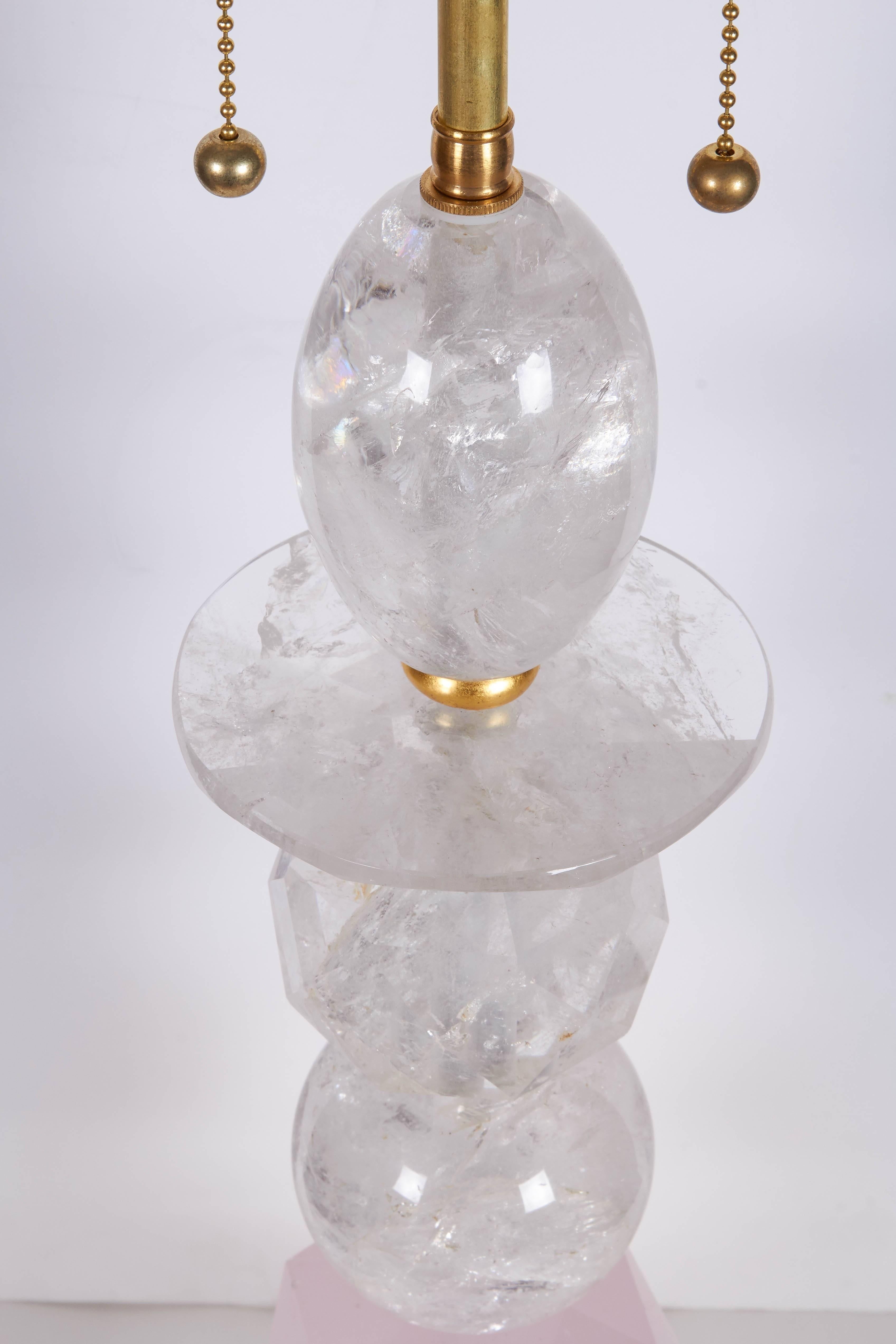 American Pair of New Rock Crystal Table Lamps