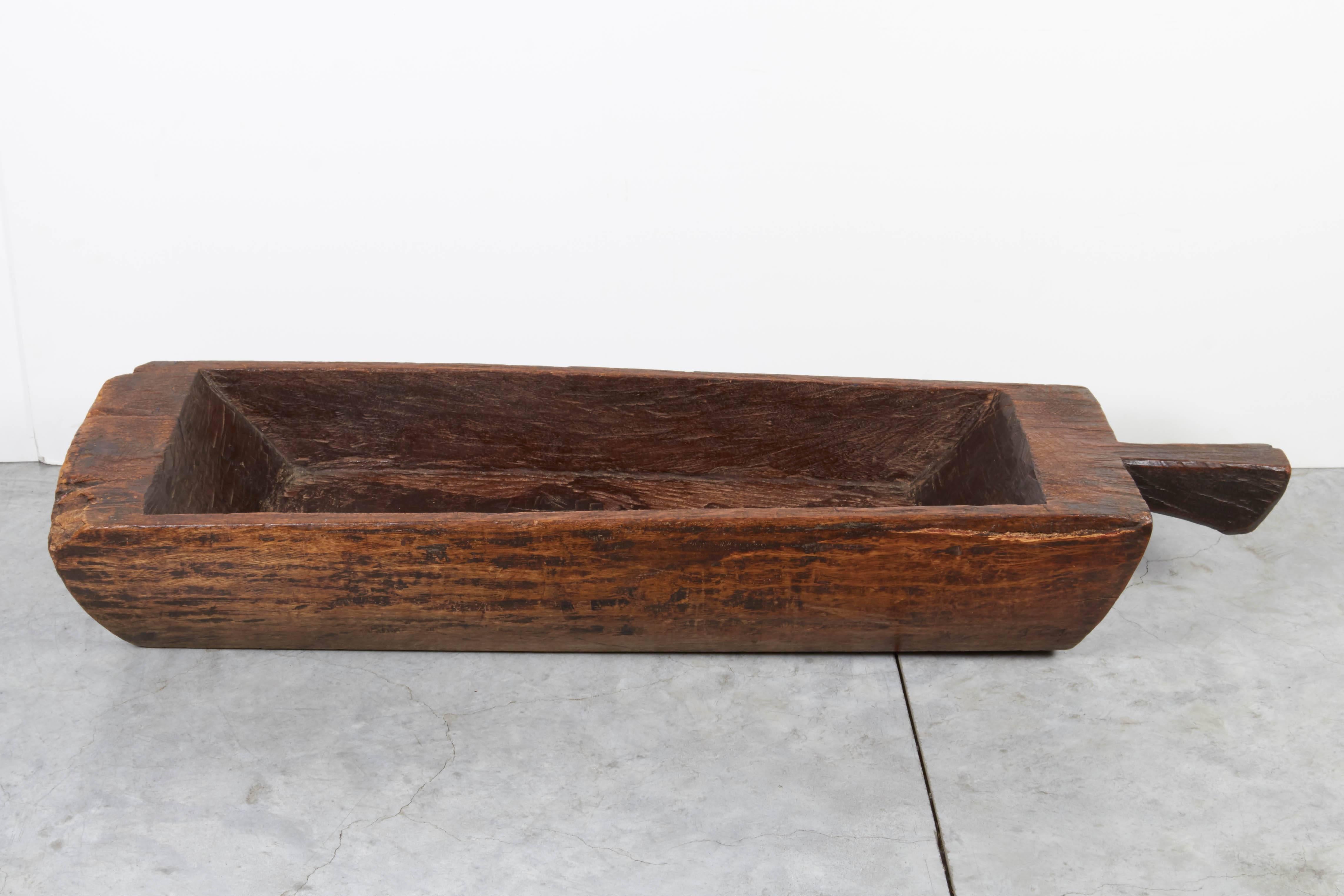 Elm Large, Primitive, Thick Walled Antique Wooden Tray