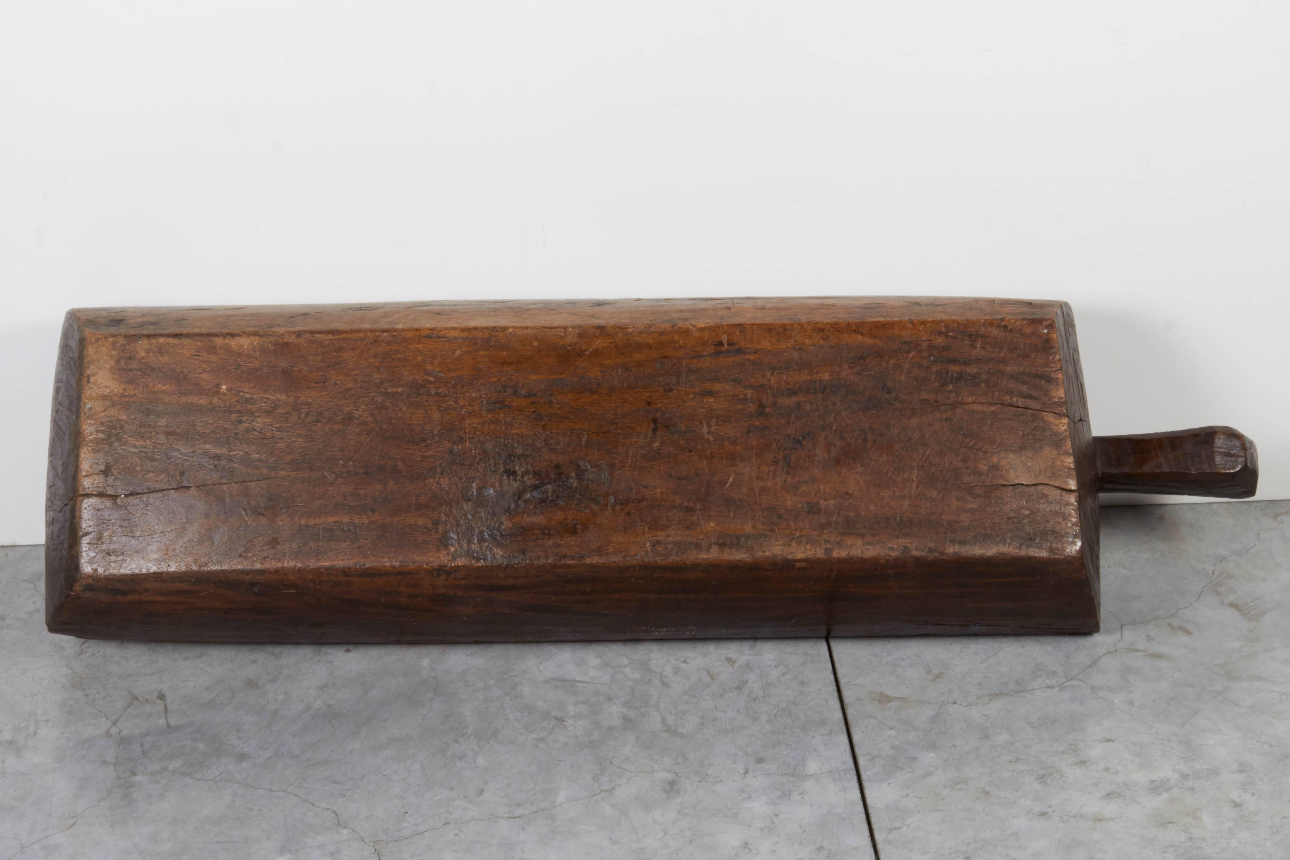 Large, Primitive, Thick Walled Antique Wooden Tray 4