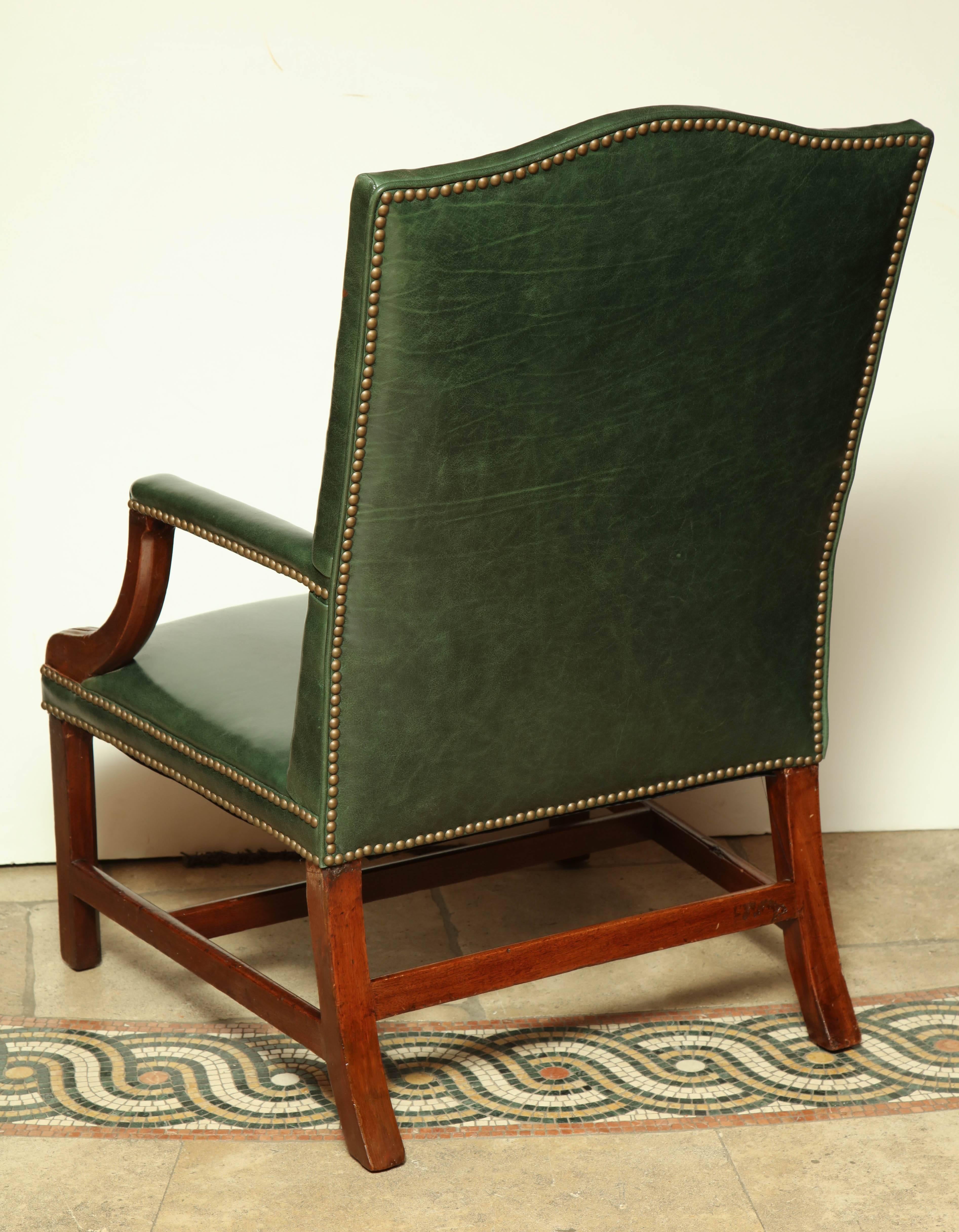 George III Mahogany Gainsborough Armchair In Excellent Condition In Westwood, NJ