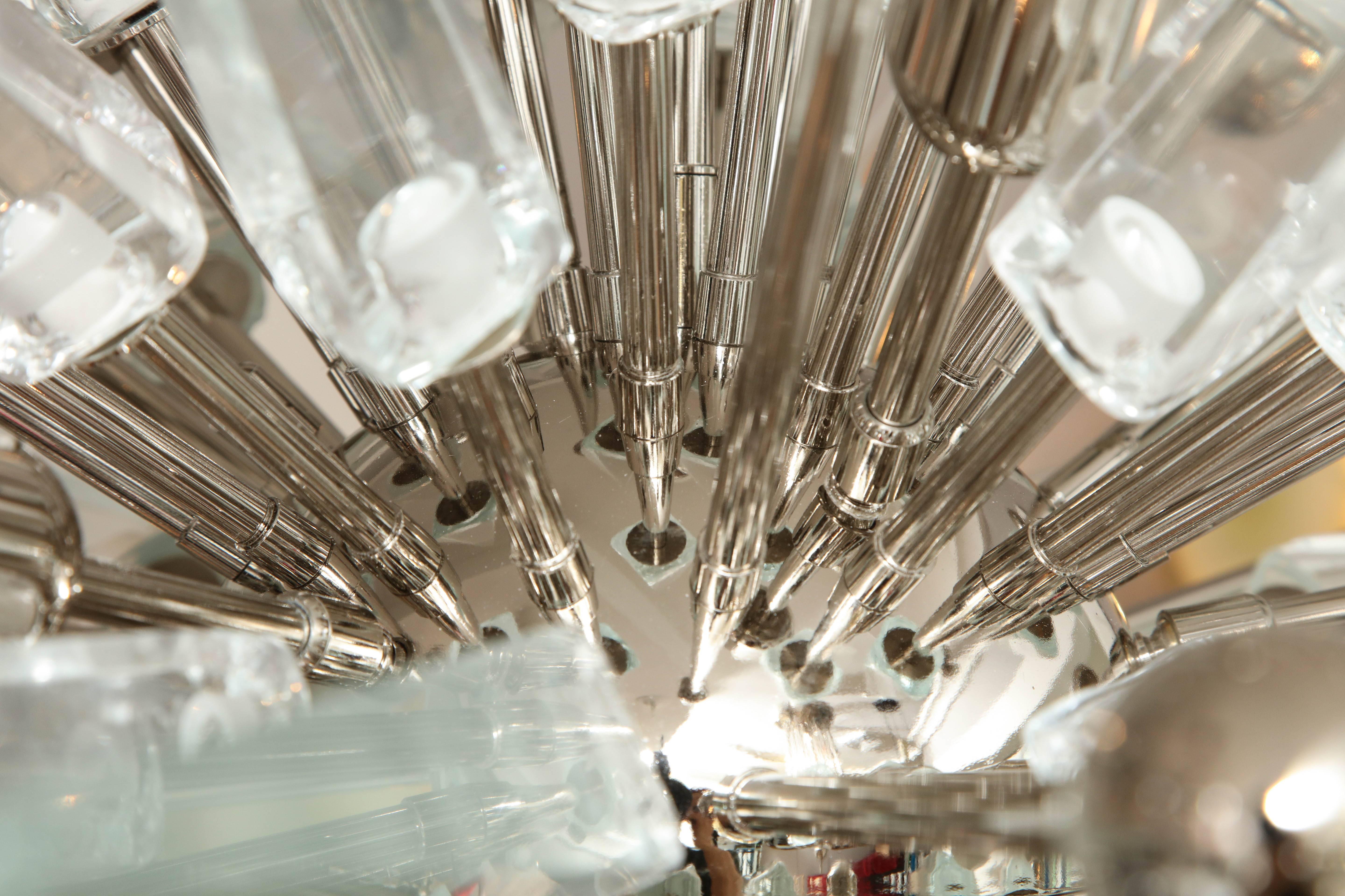 Sputnik en verre de Murano transparent à pointes avec sphères en nickel, fait sur mesure Excellent état - En vente à New York, NY