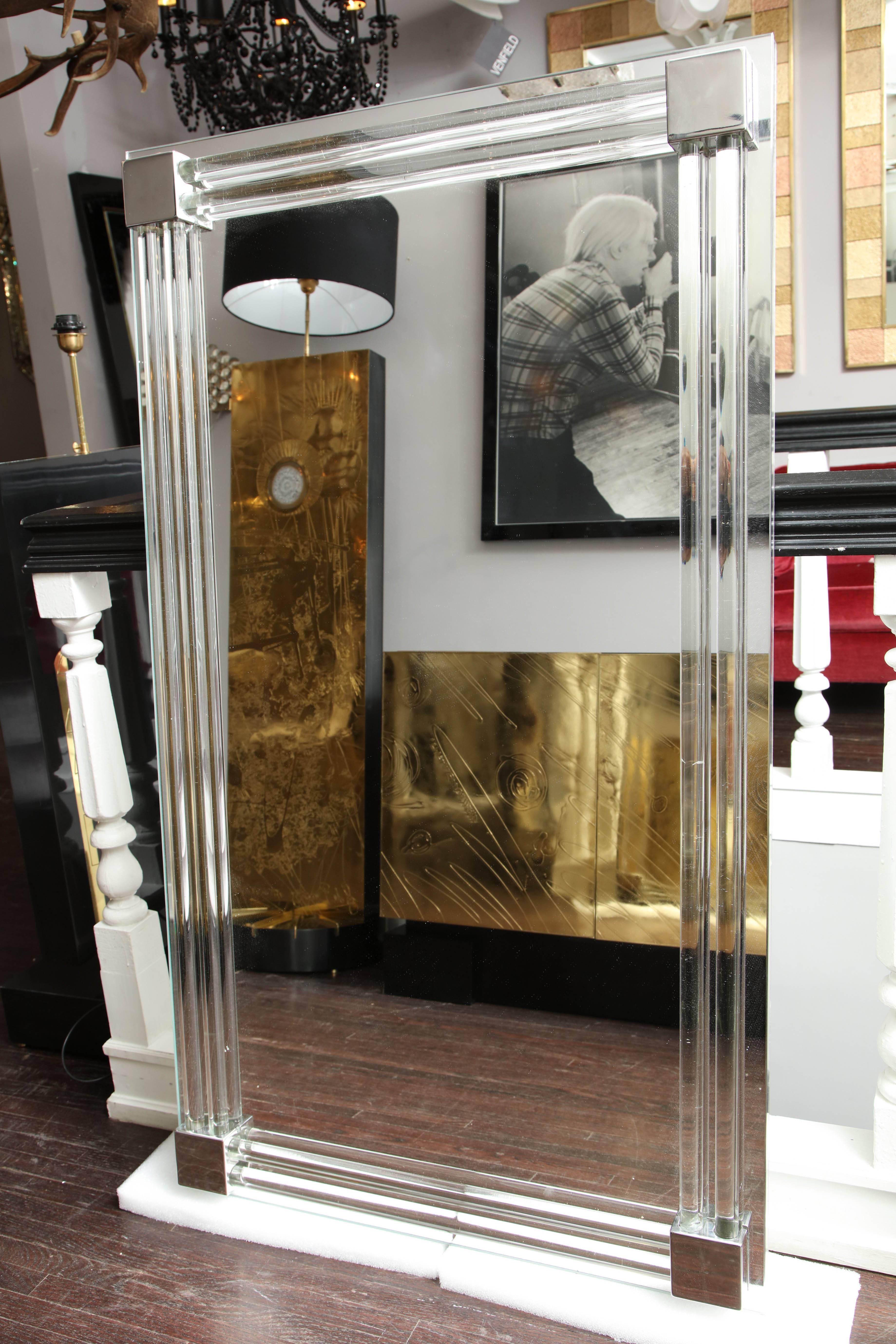 Custom large glass rod mirror. Customization is available in different sizes and finishes.