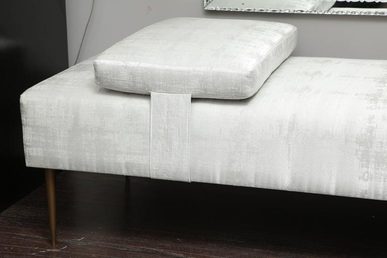 Sleek Custom Daybed with Removable Pillow and Brass Legs For Sale at