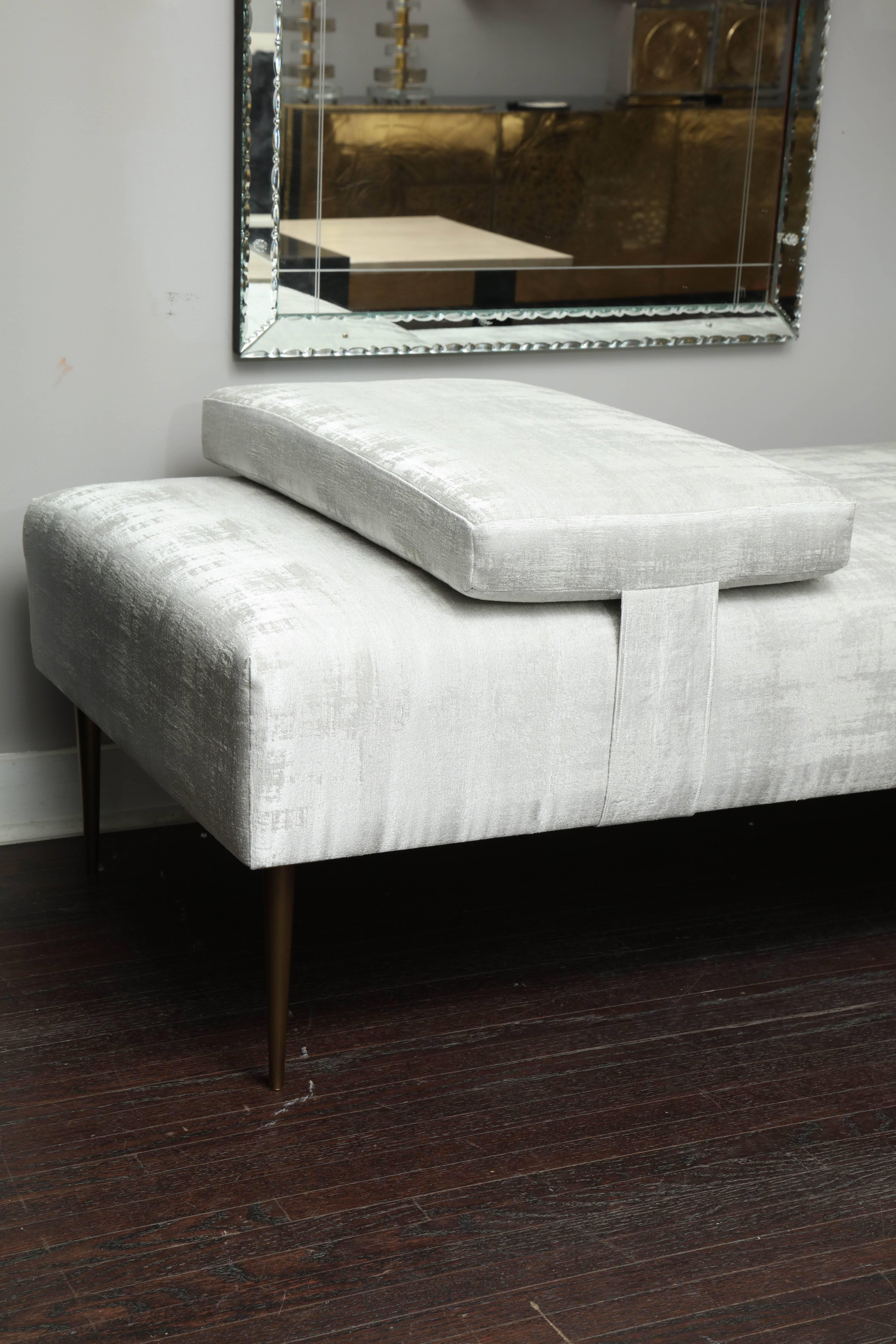 Custom Sleek Daybed with Removable Pillow and Brass Legs In New Condition In New York, NY