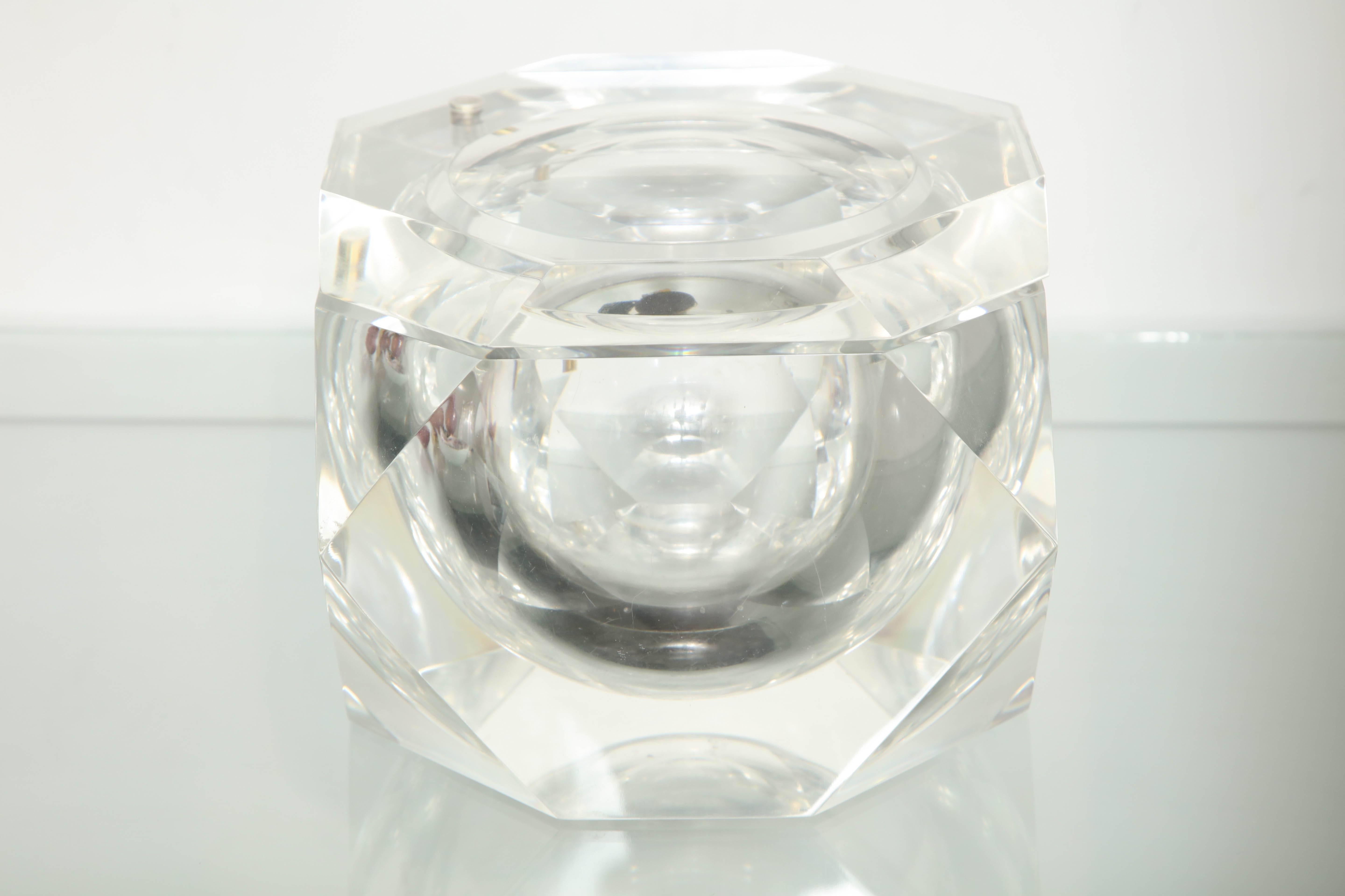 American Vintage Faceted Lucite Ice Bucket