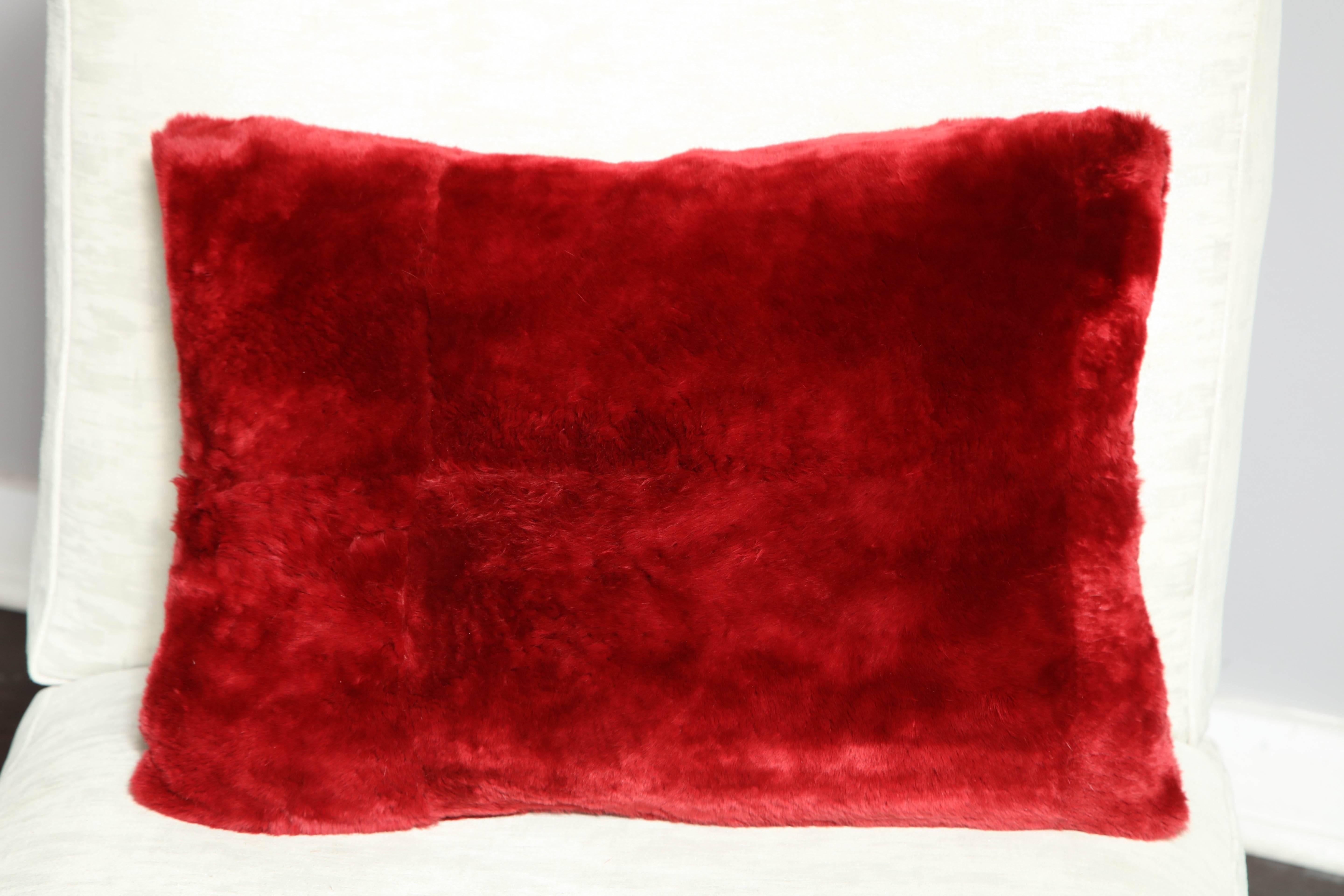 Coussin personnalisé en forme de castor rouge tondu. Des commandes personnalisées sont disponibles pour des tailles et des couleurs différentes.
