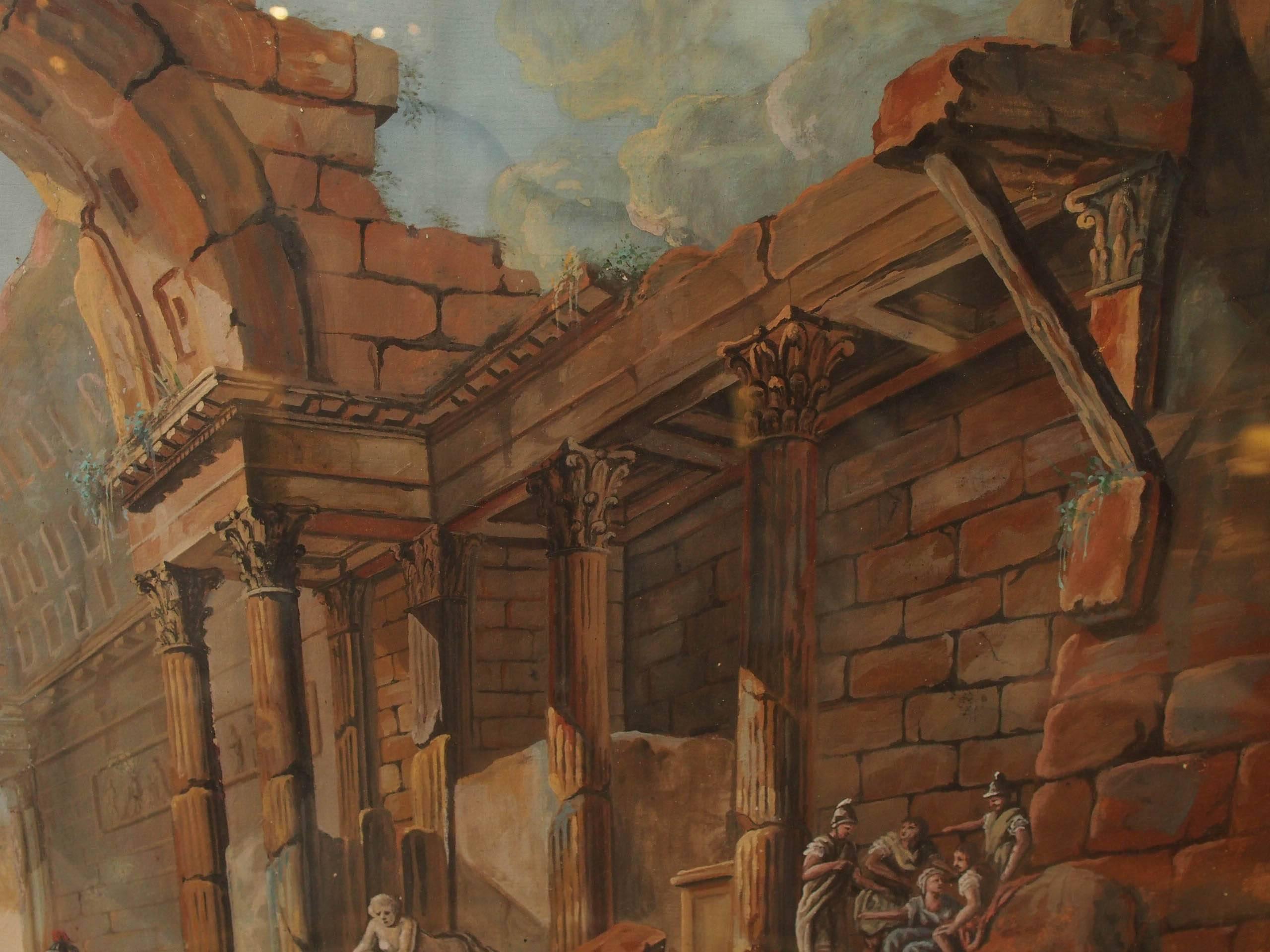 19th Century Gouache of Classical Ruins in Gilt Frame For Sale 1