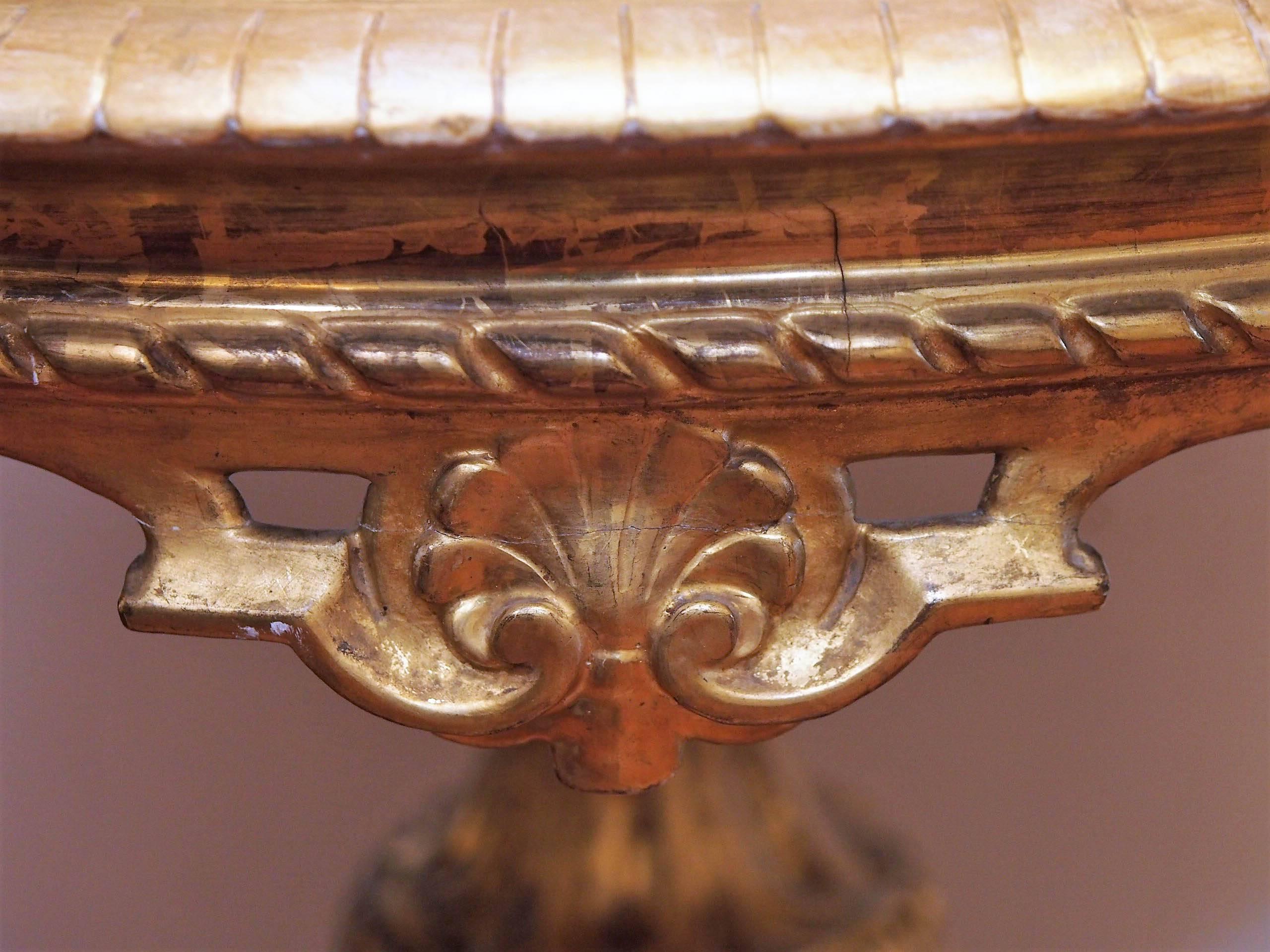 Italian, Florence, Specimen Marble Topped Gilt Gueridon In Good Condition In Natchez, MS