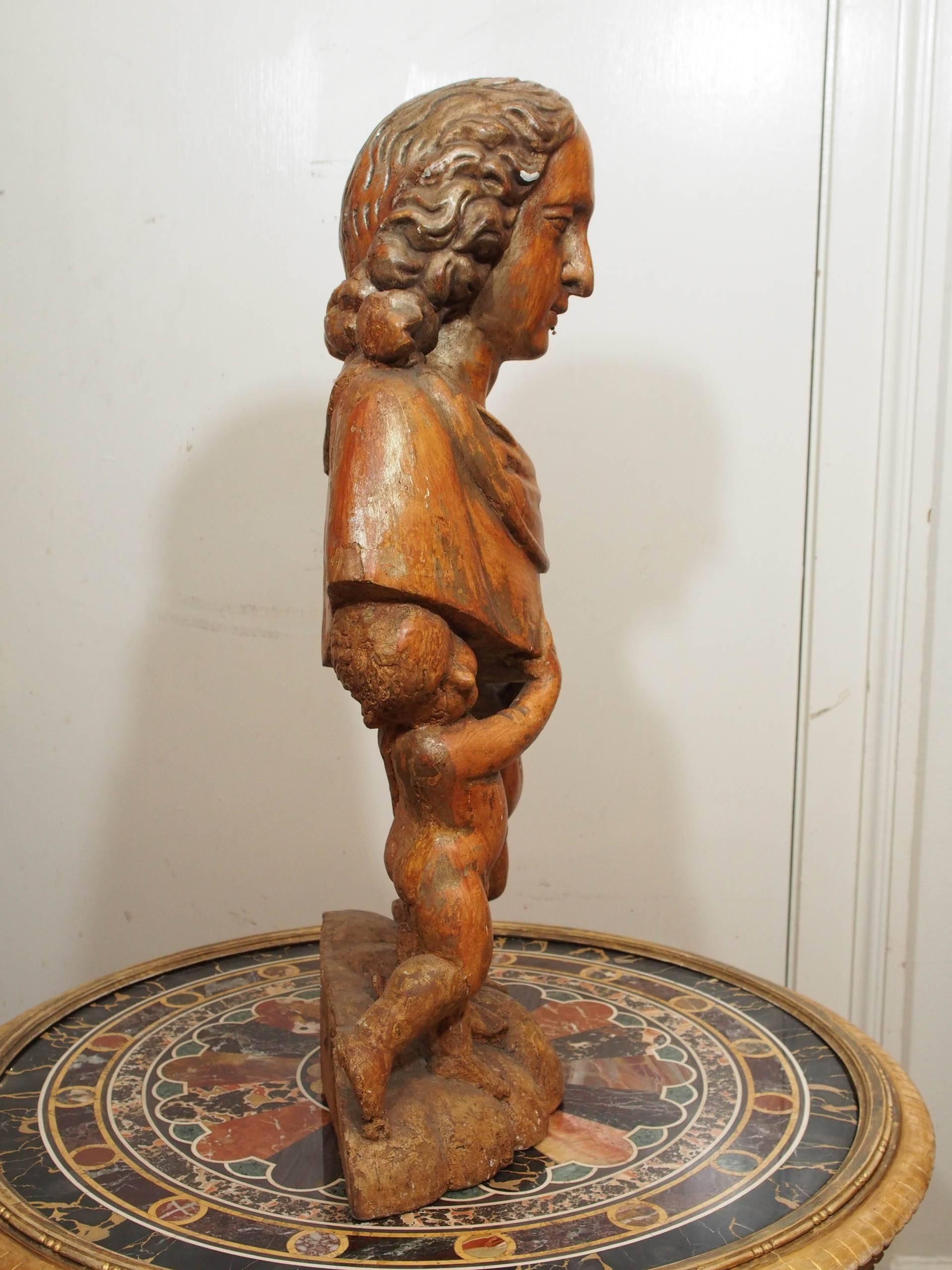 Pair of Carved Wood Italian Figural Reliquaries For Sale 3