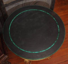 Italian 19th Century Giltwood Louis XVI Style Table with Slate and Malachite Top