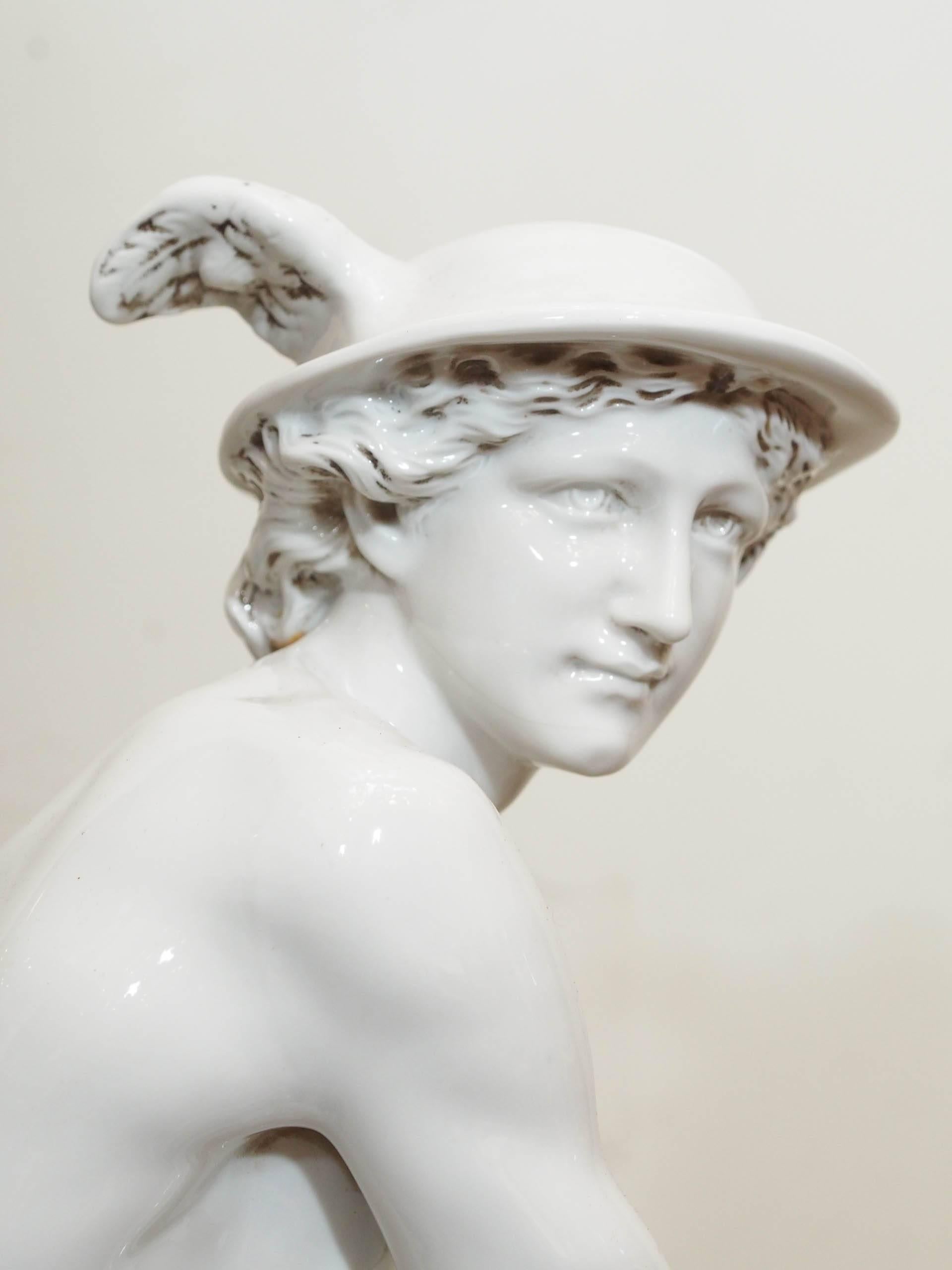 Sevres Blanc de Chine of Hermes in classical form.
Exceptional molding. Mark on lower base.
 